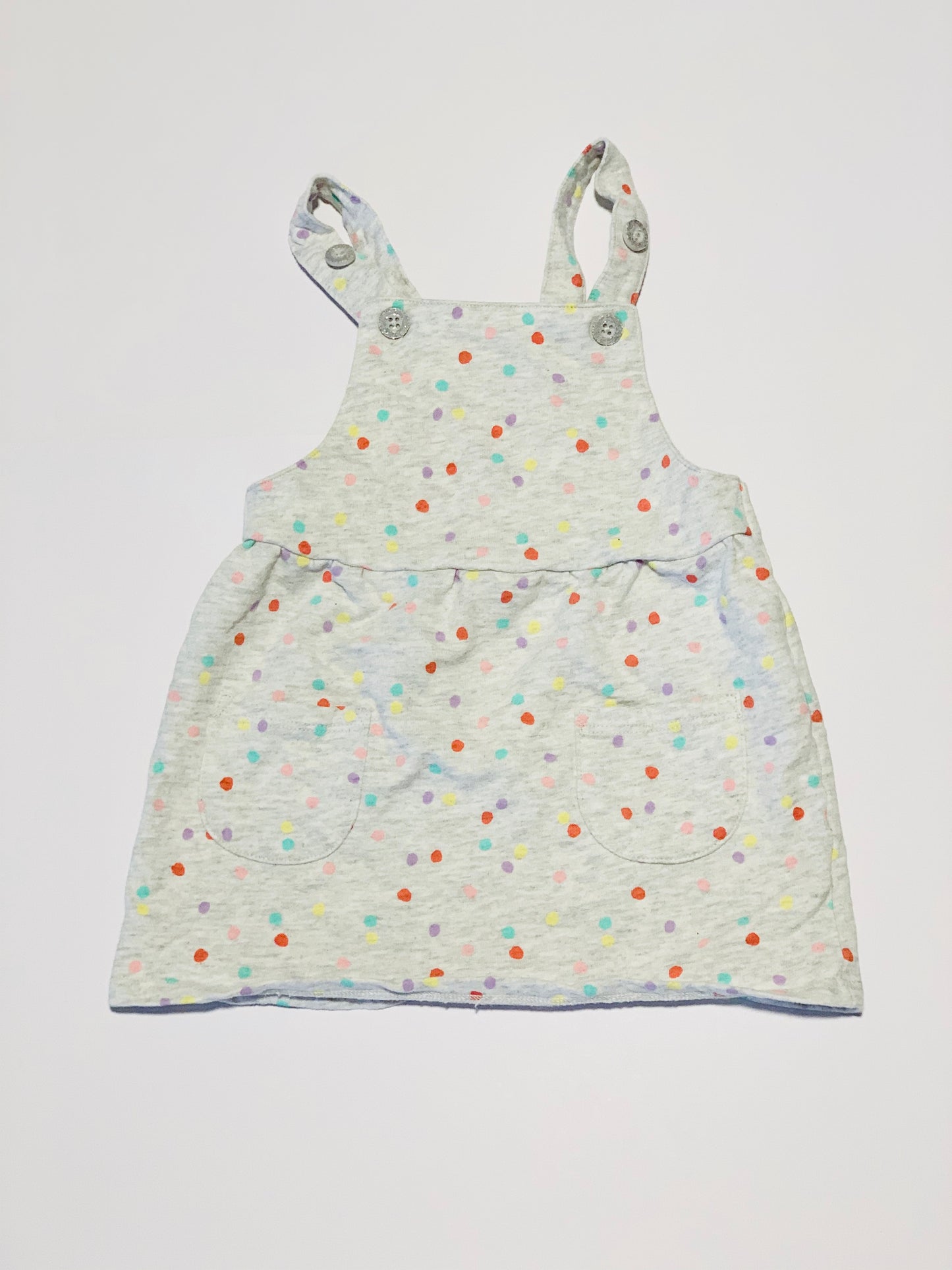 Grey spot pinafore - Size 1