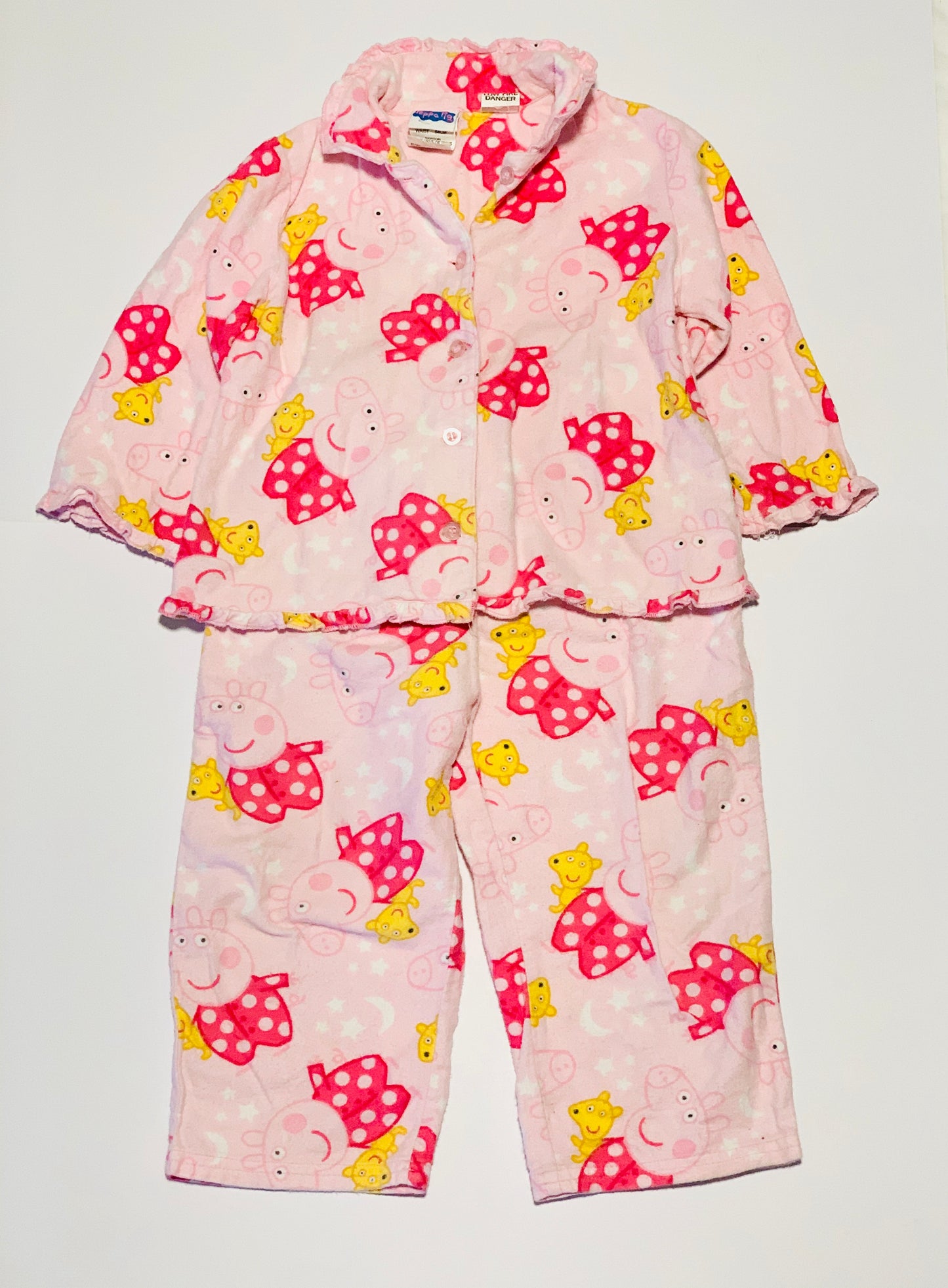 Pink flannelette pyjamas - Size 2