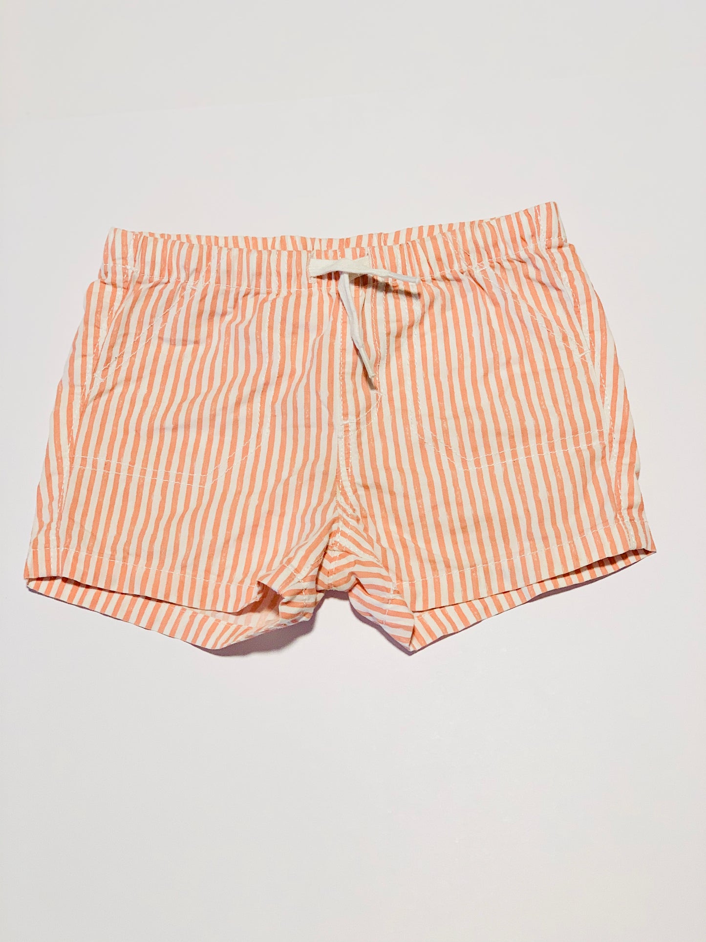Orange striped cotton shorts - Size 18 months