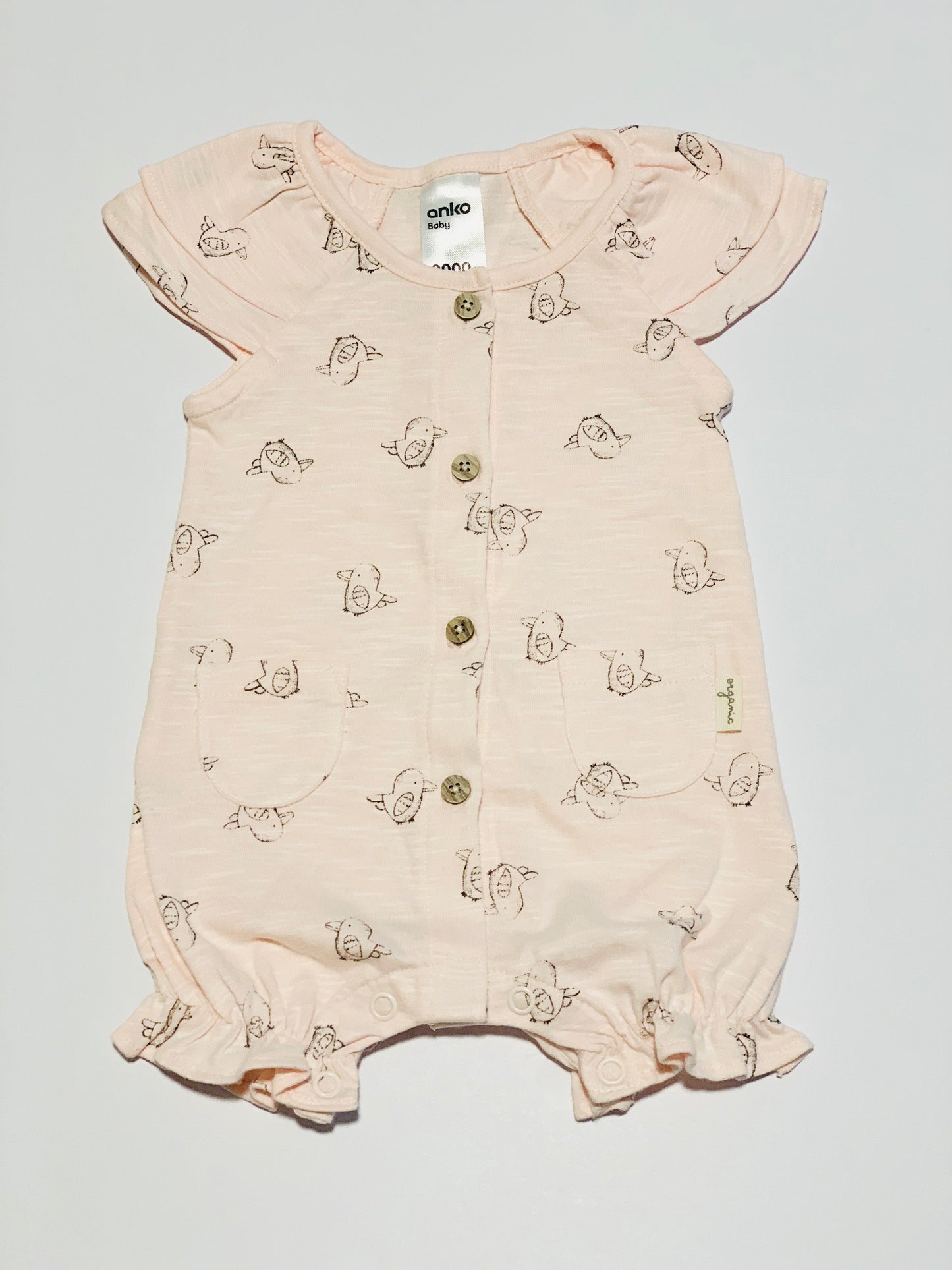 Pink bird romper - Size 0000