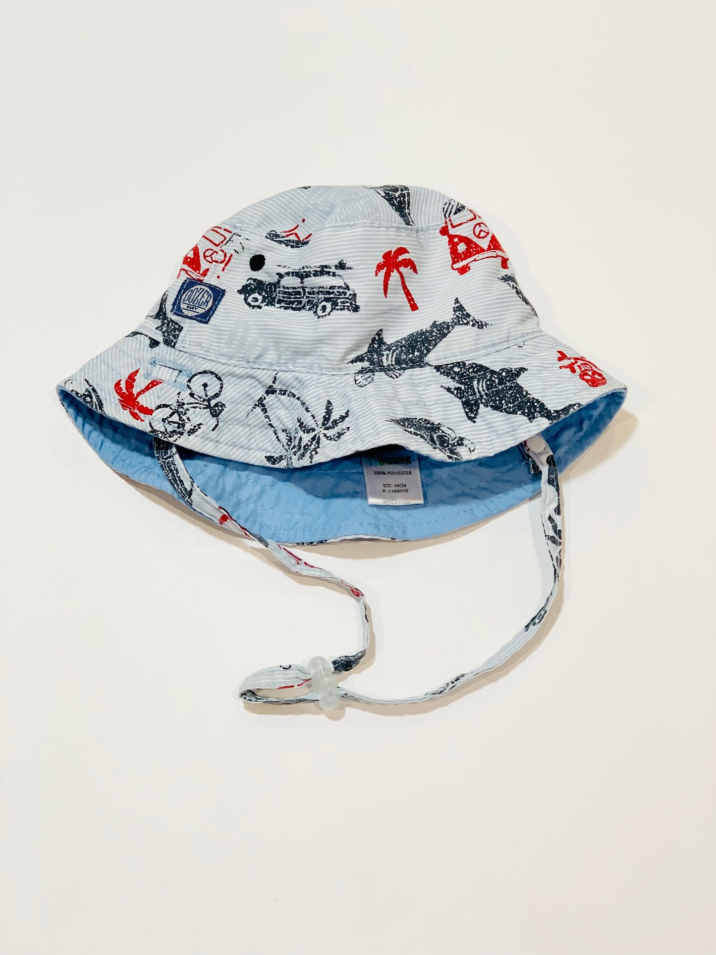 Blue reversible hat - Size 12-24 months