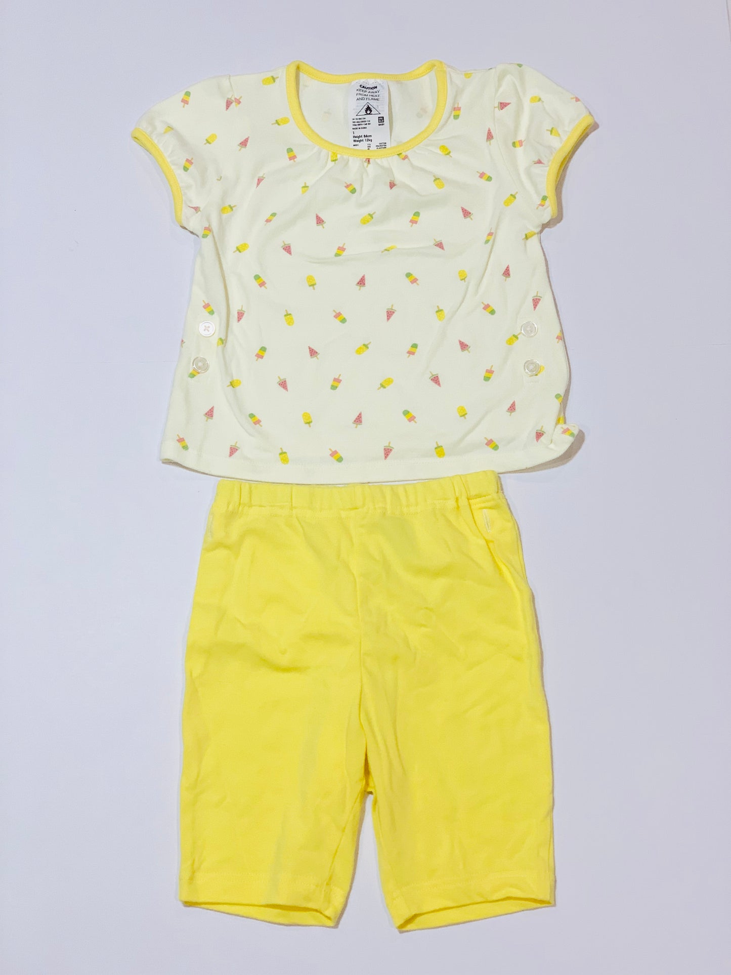Yellow ice cream pyjamas - Size 1