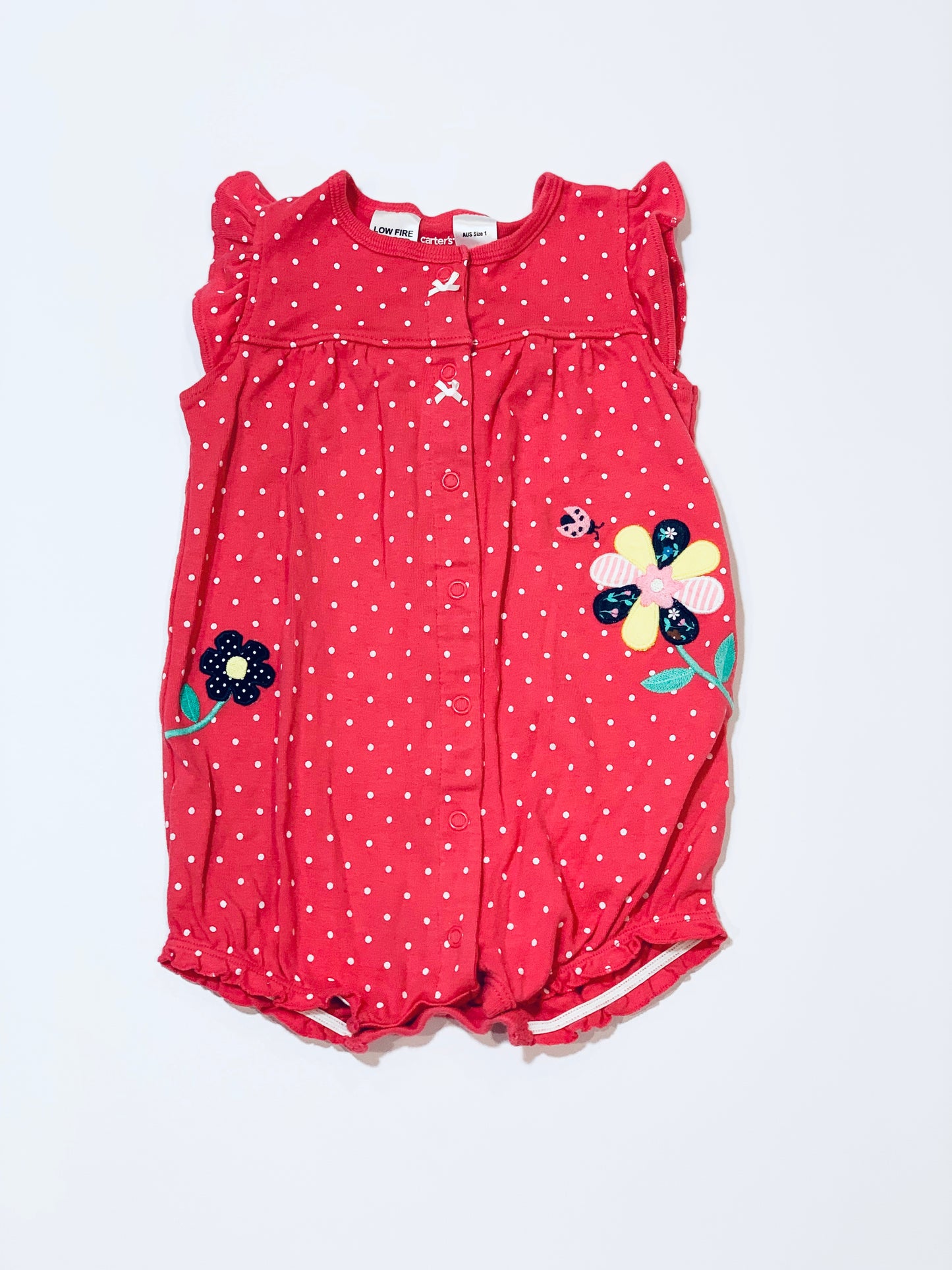 Pink spot romper - Size 12 months