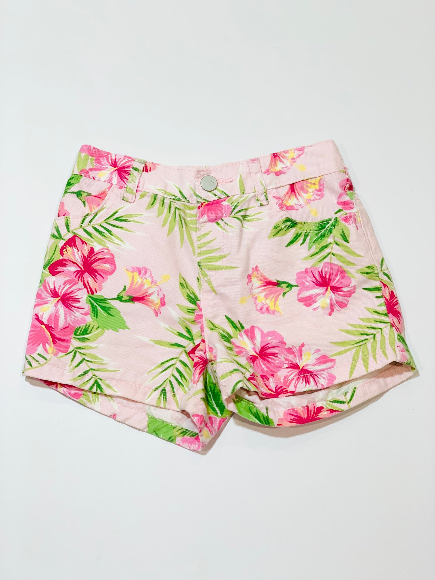 Pink hibiscus shorts - Size 3