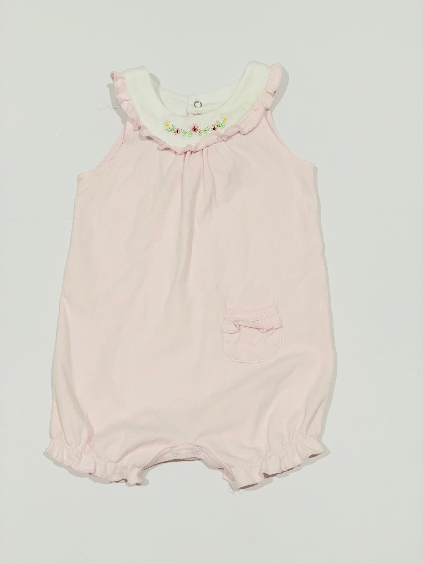 Pink embroidered romper - Size 0