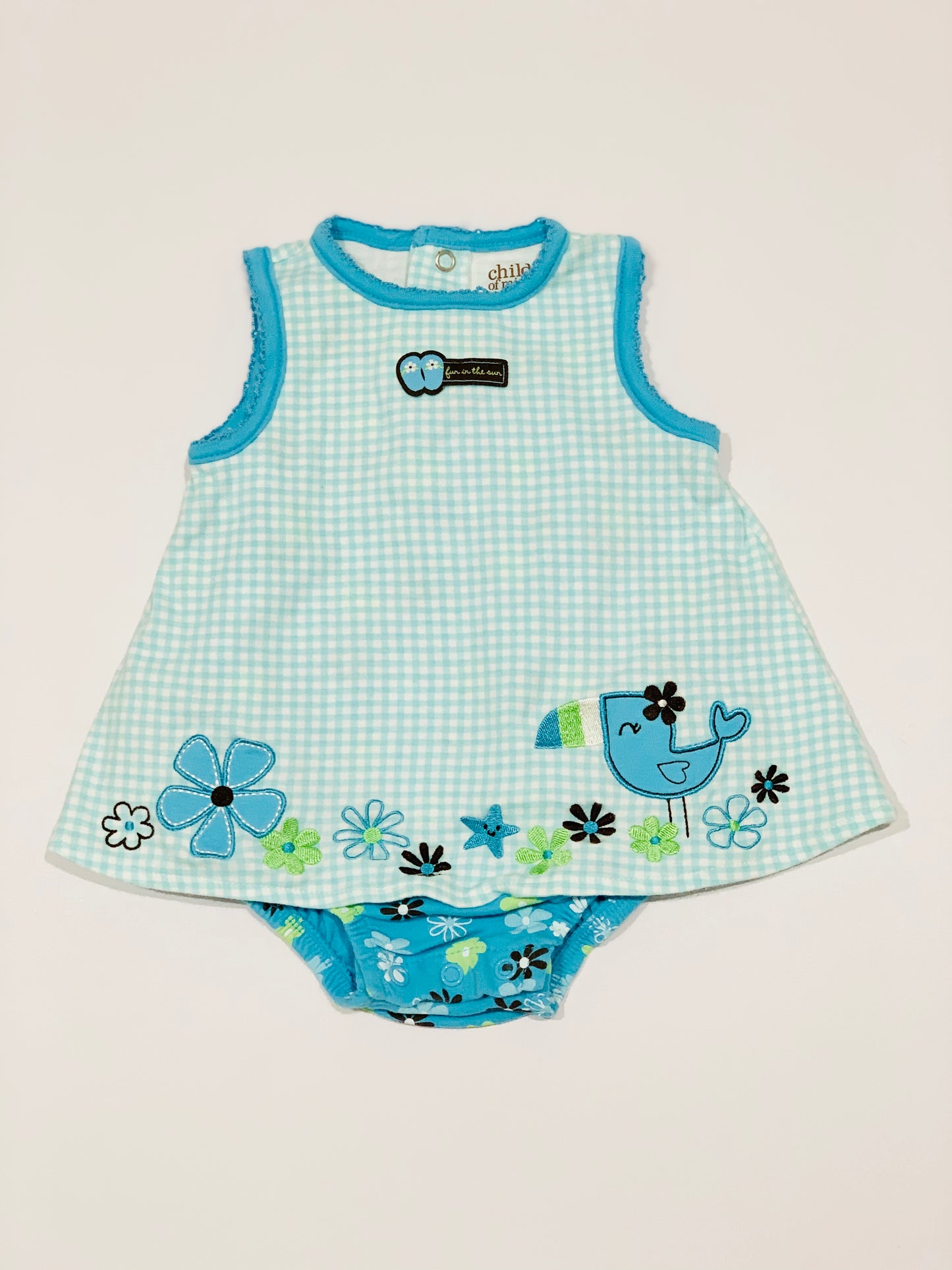 Blue bird romper - Size 6-9 months