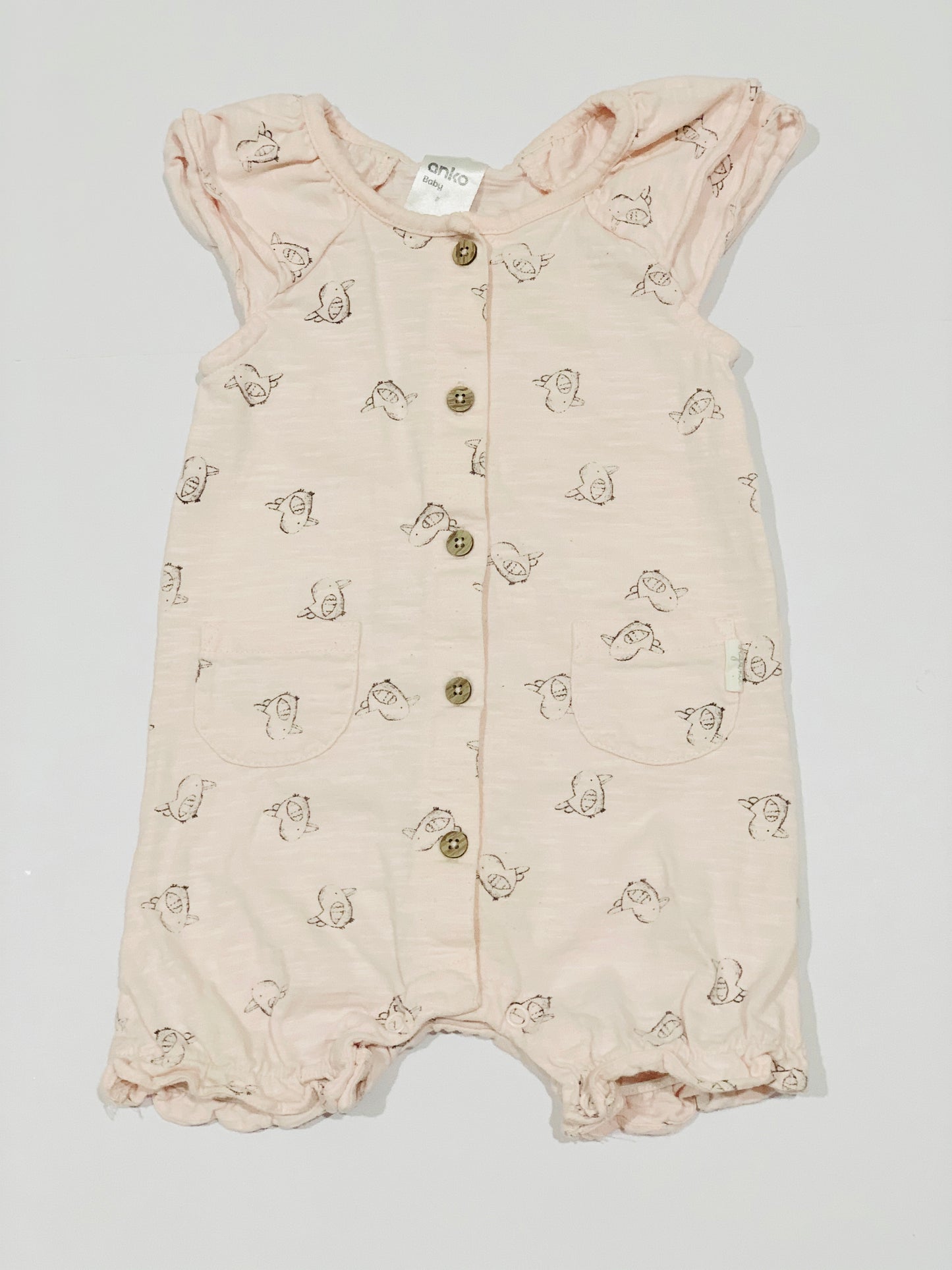 Pink birds romper - Size 0