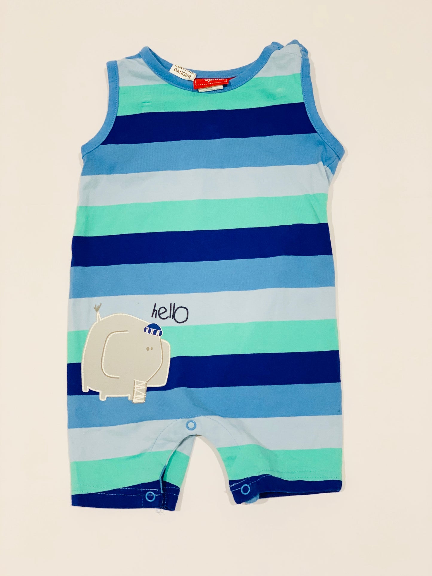 Striped elephant romper - Size 0