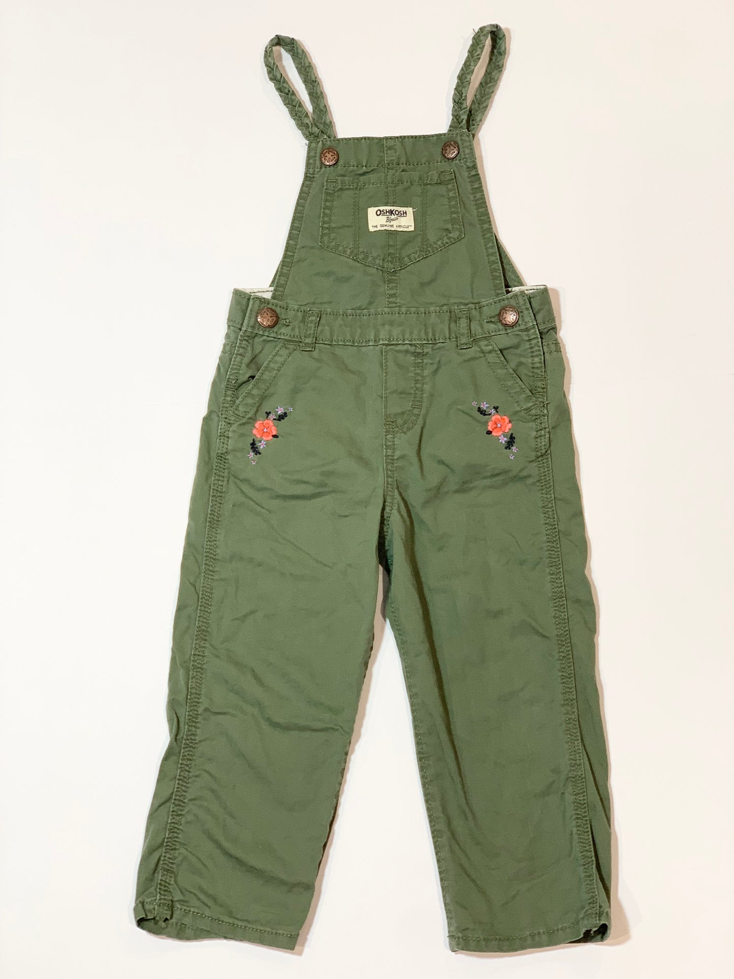 Green embroidered overalls - Size 2
