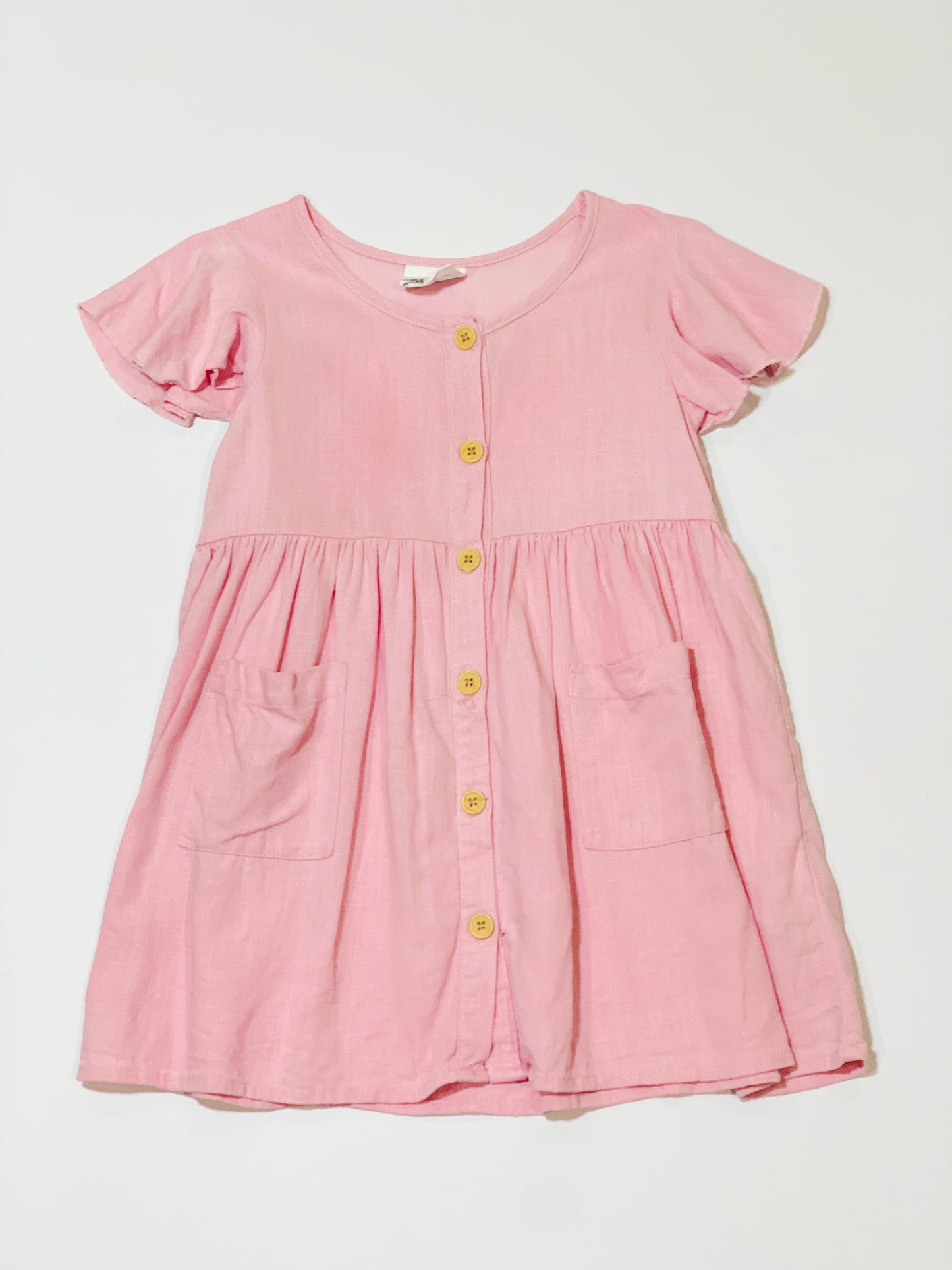 Pink flutter sleeve dress - Size 3