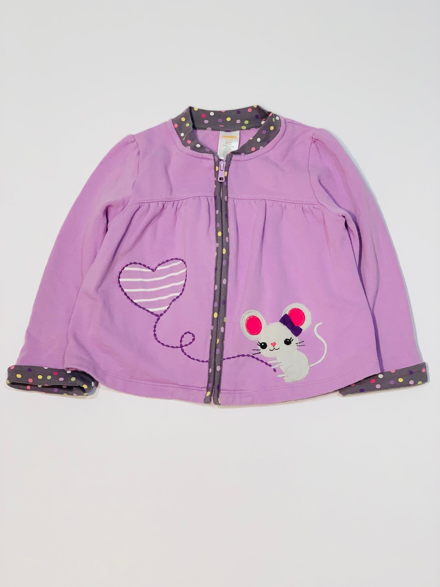 Purple mouse zip sweater - Size 2