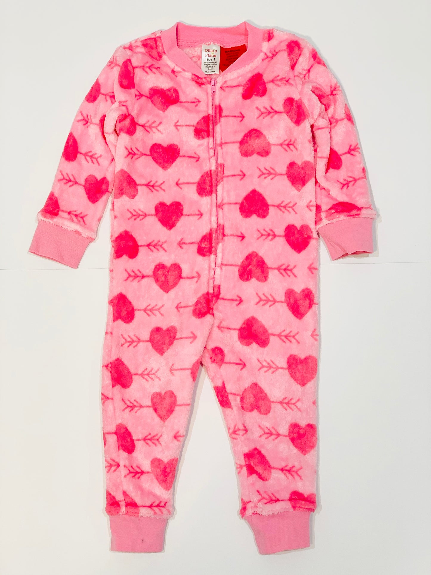 Hearts fleece onesie - Size 1