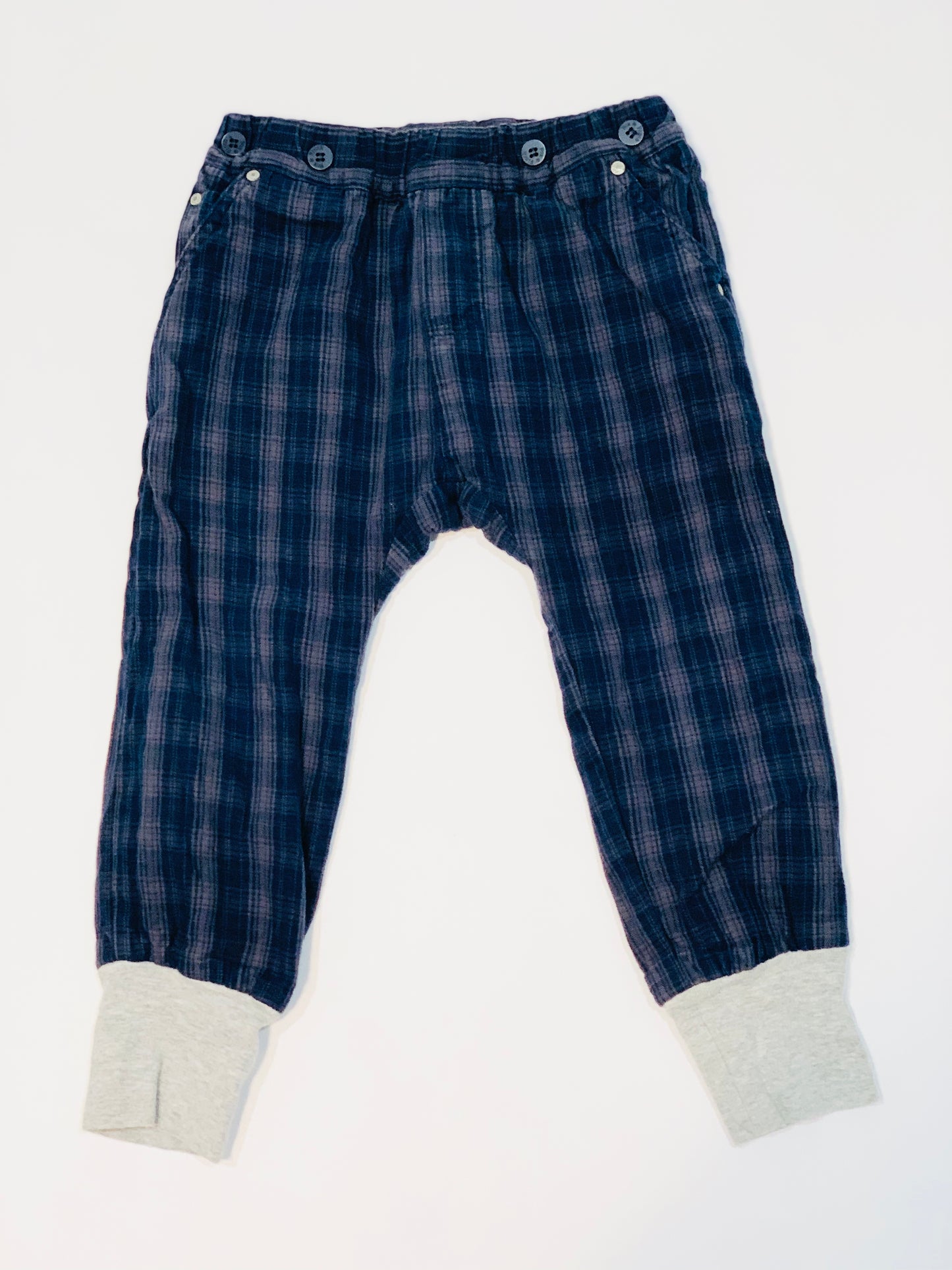 Navy check pants - Size 2