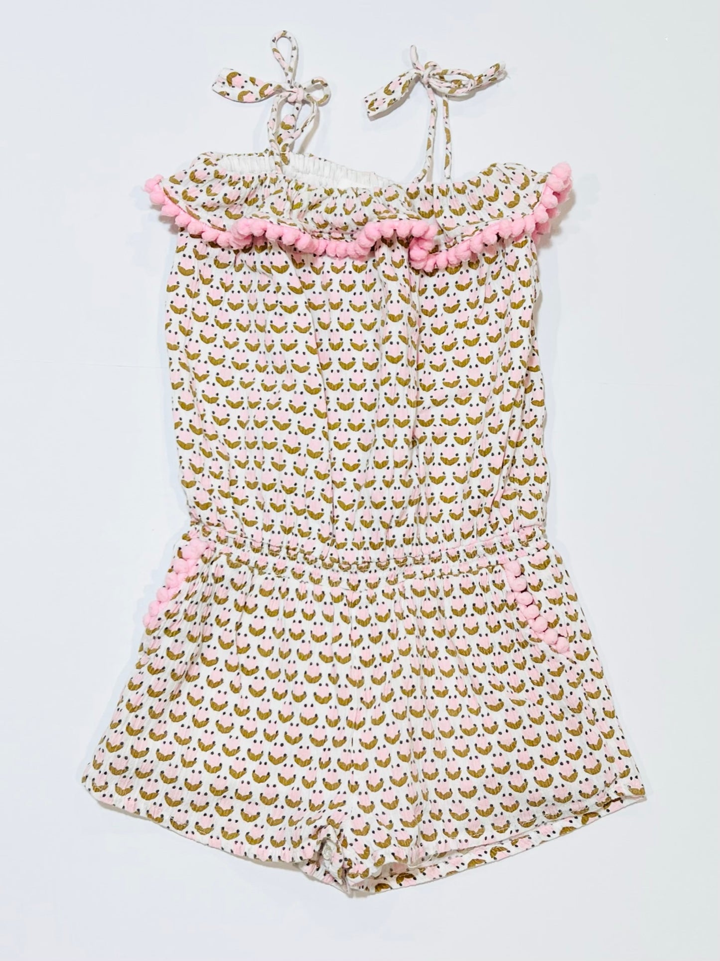 Pink flower playsuit - Size 4