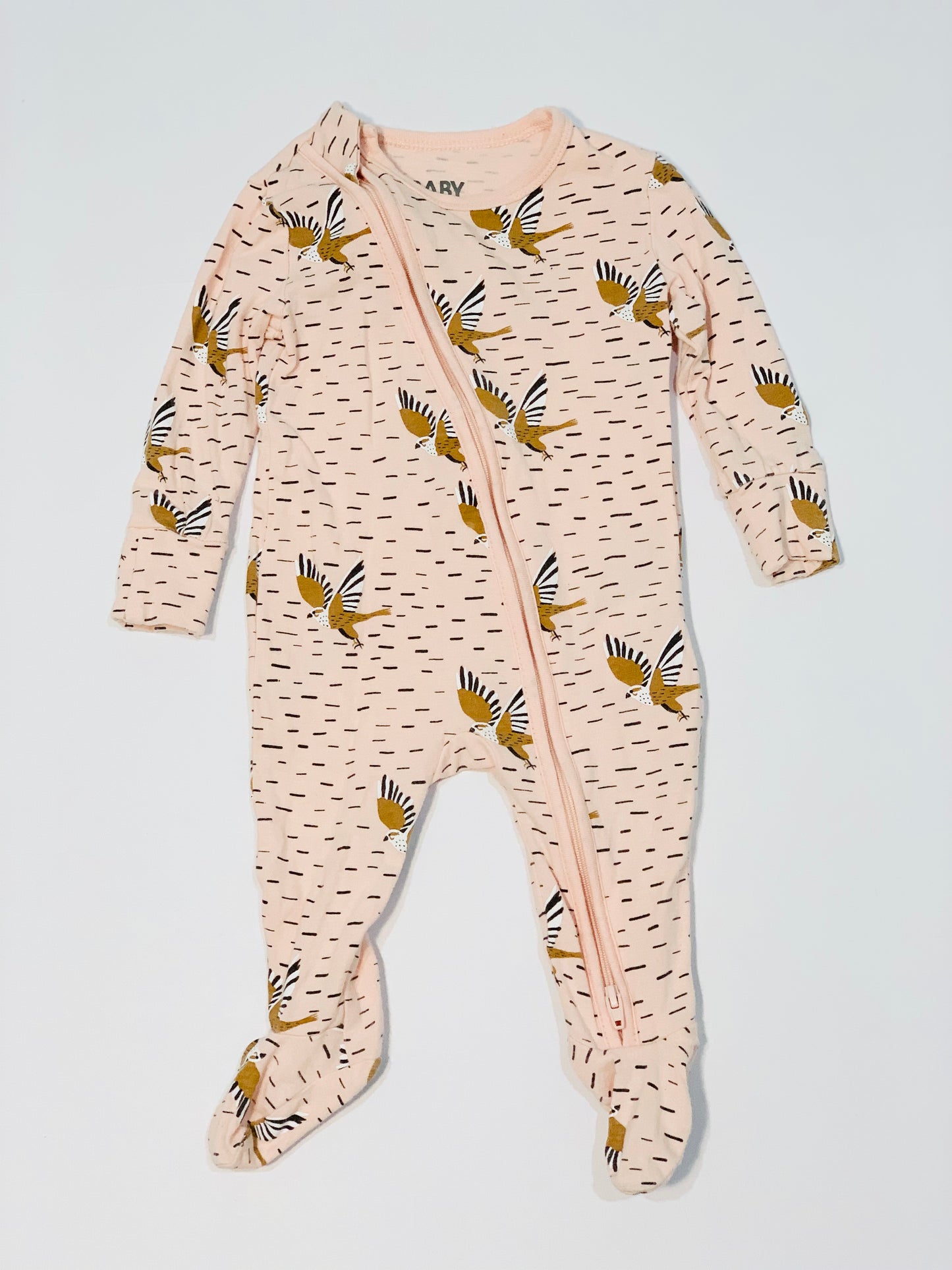 Pink birds onesie - Size 000