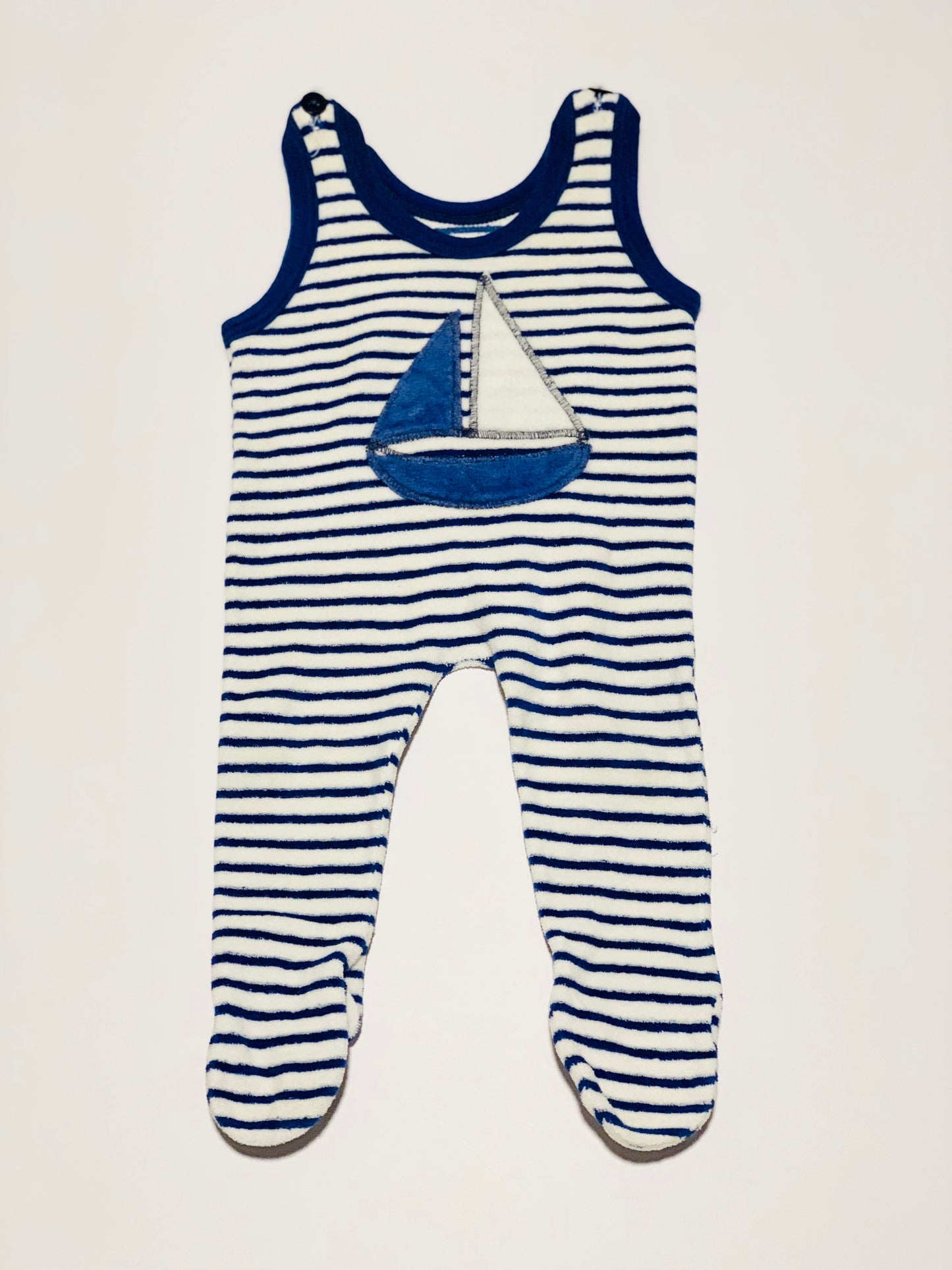 Vintage velour sailboat romper - Size 3 months
