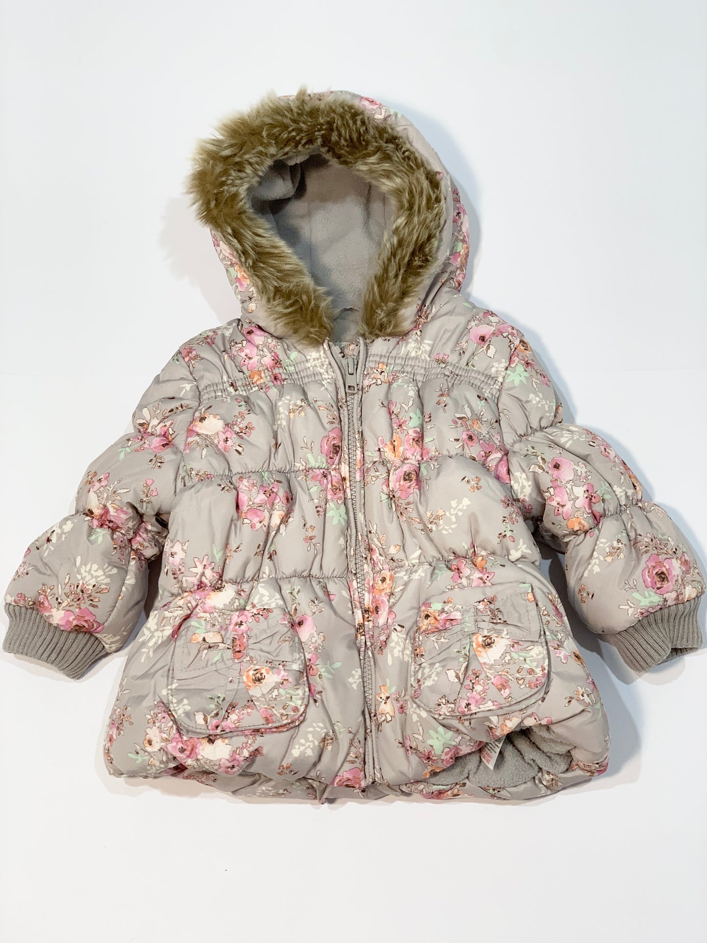 Floral puffer jacket - Size 9-12 months