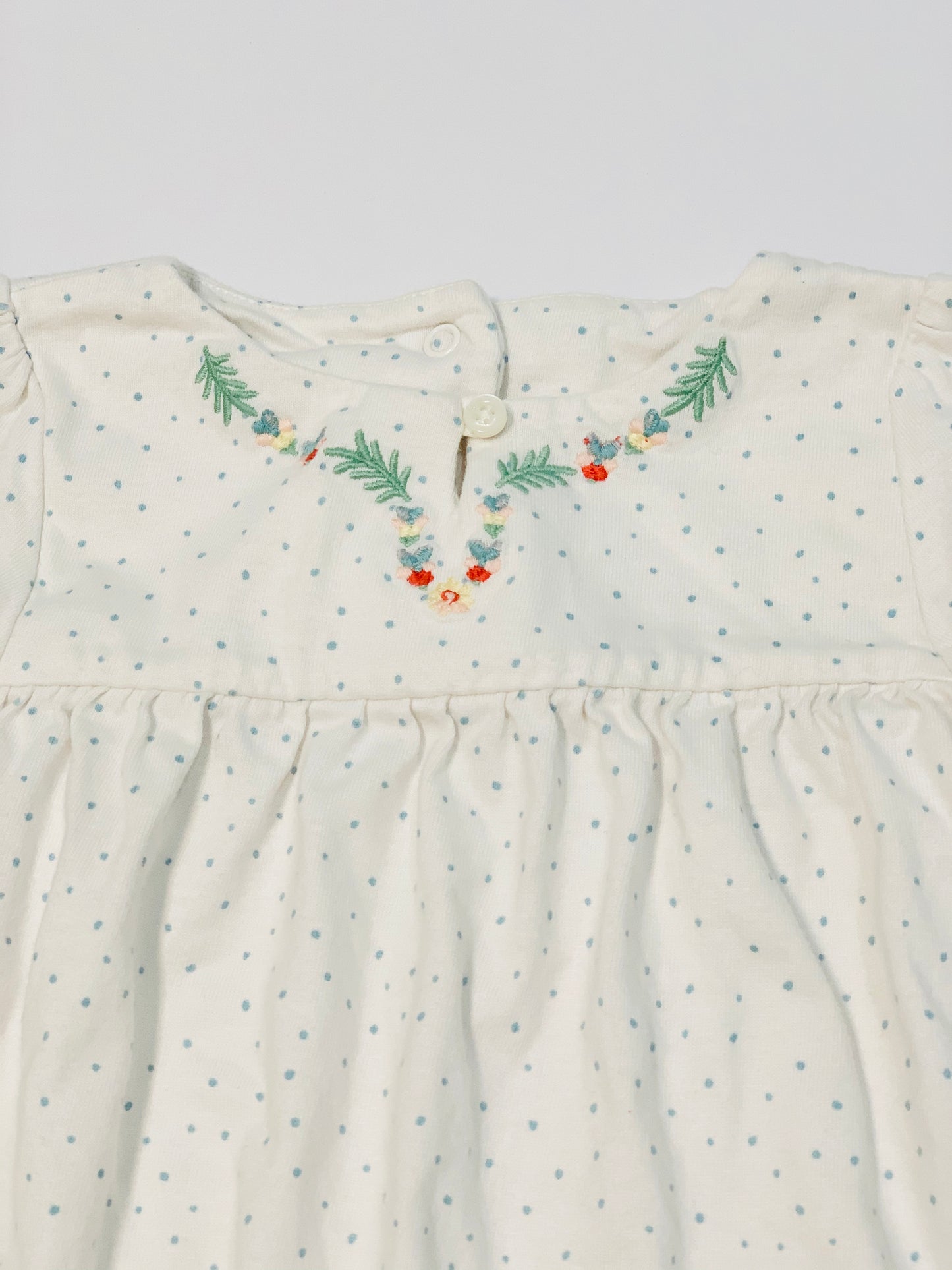 Embroidered spotty top - Size 9-12 months