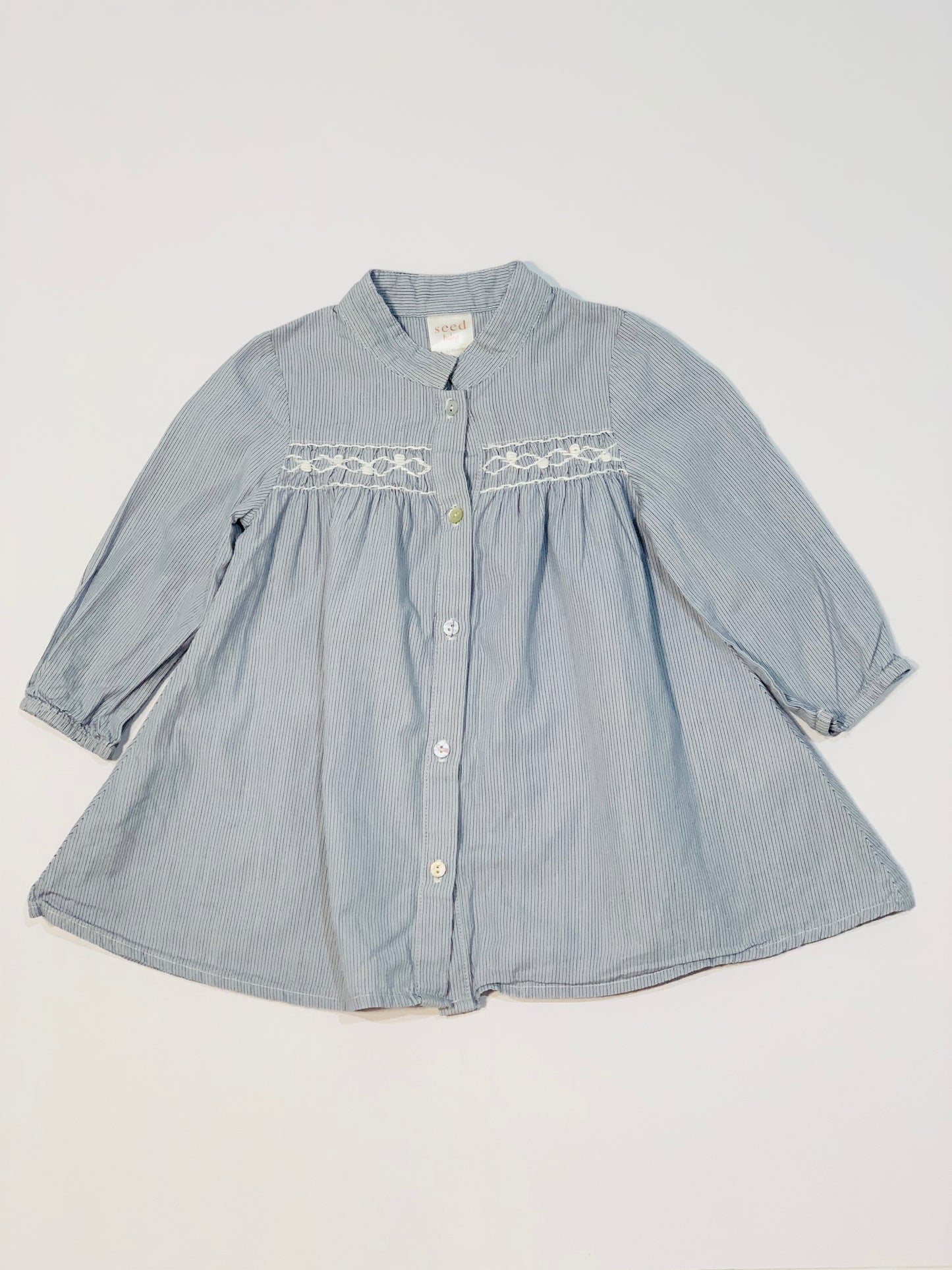 Grey smocked dress - Size 0