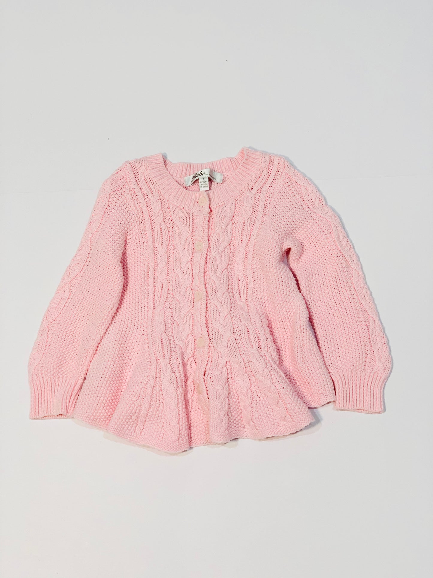Pink cable knit cardigan - Size 9-12 months