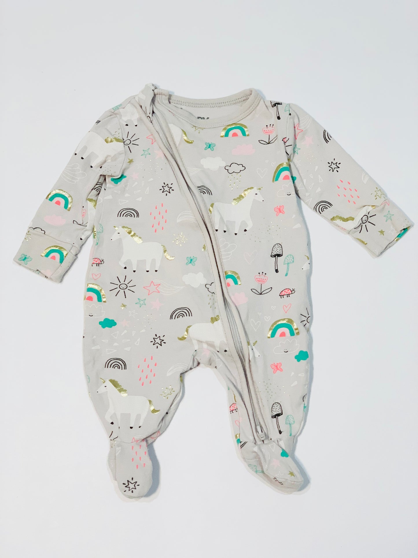Unicorn zip onesie - Size 0000