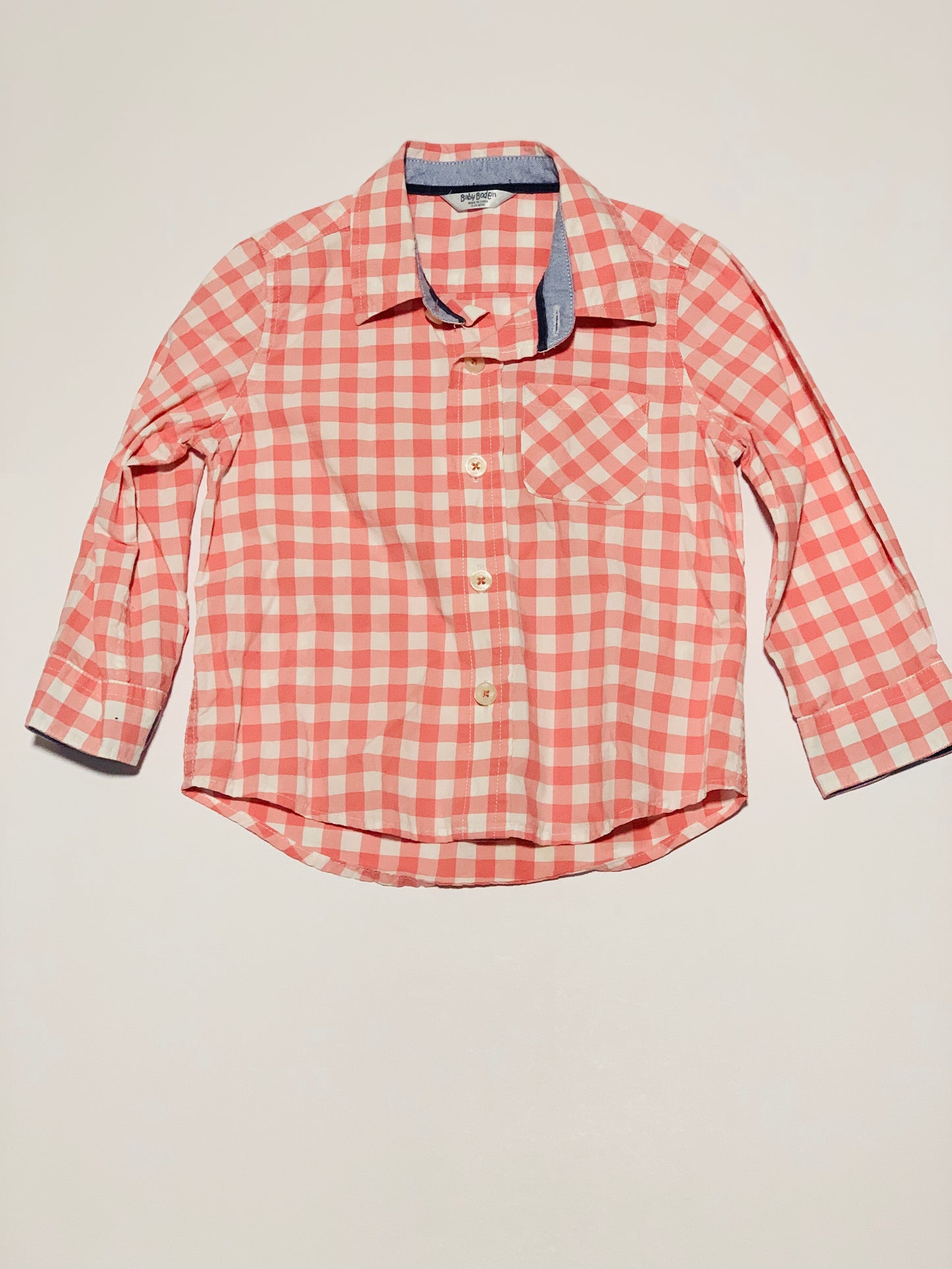 Salmon checkered shirt - Size 18-24 months