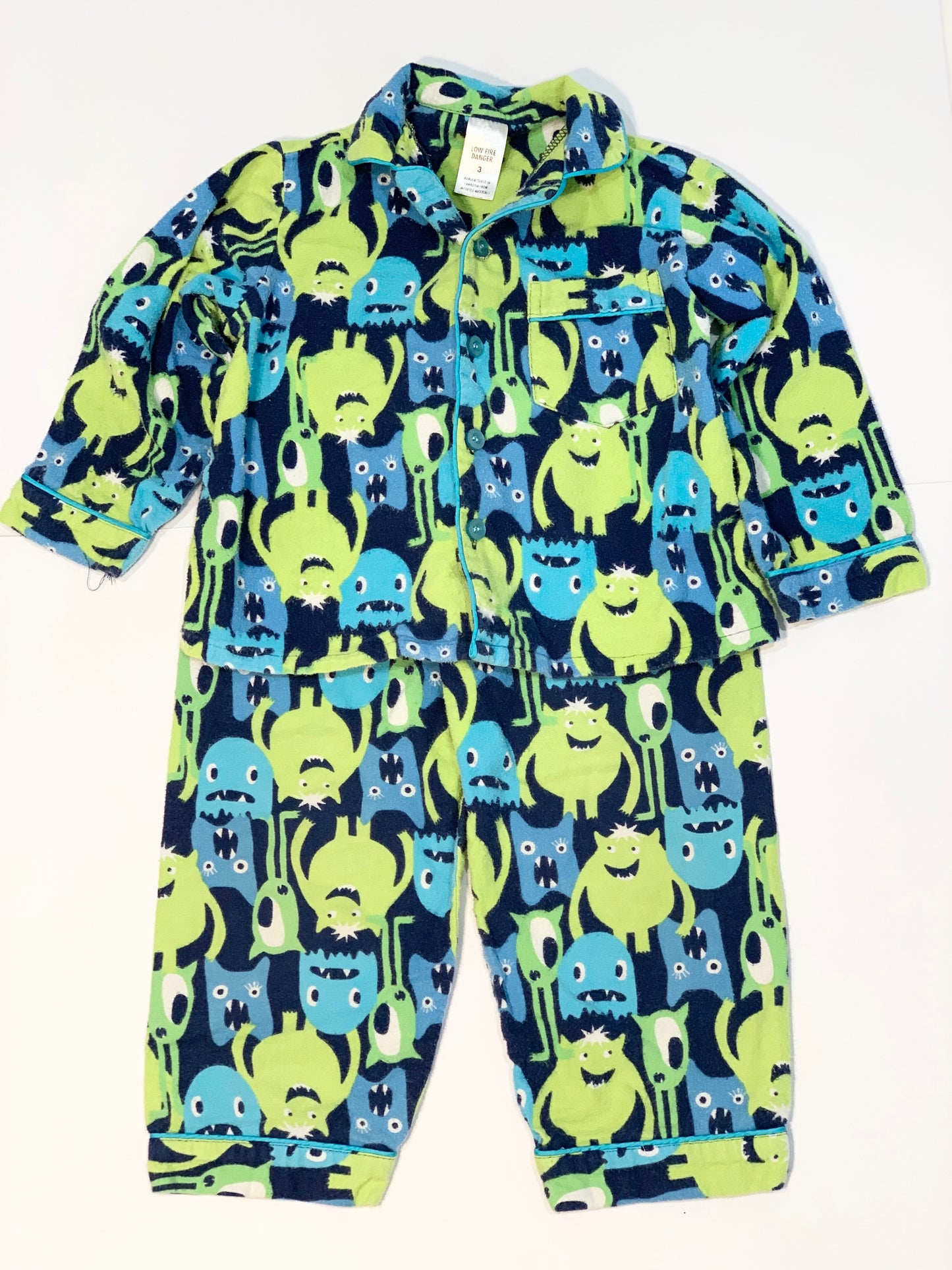 Monster flannelette pyjamas - Size 3