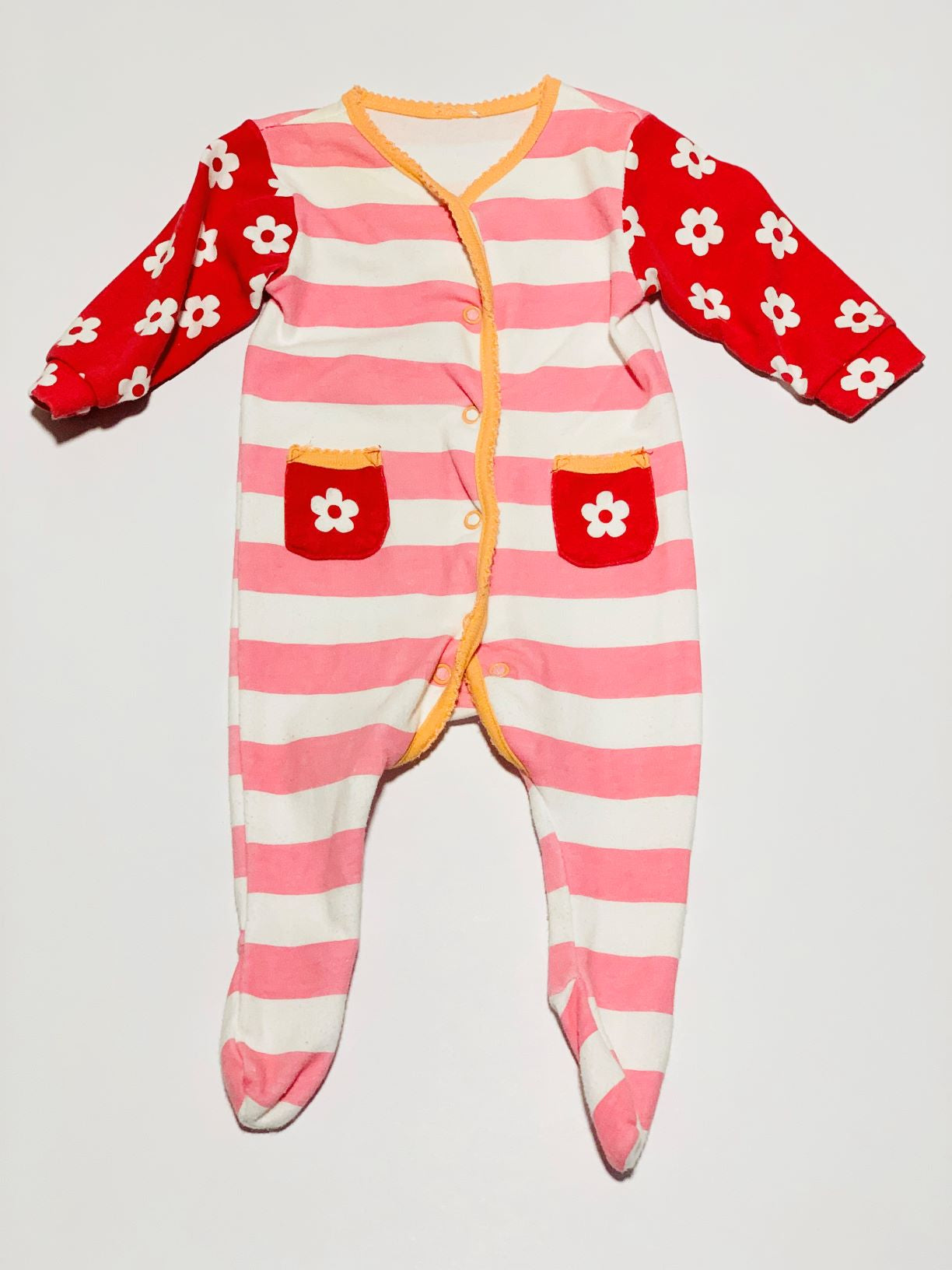 Pink striped onesie - Size 000
