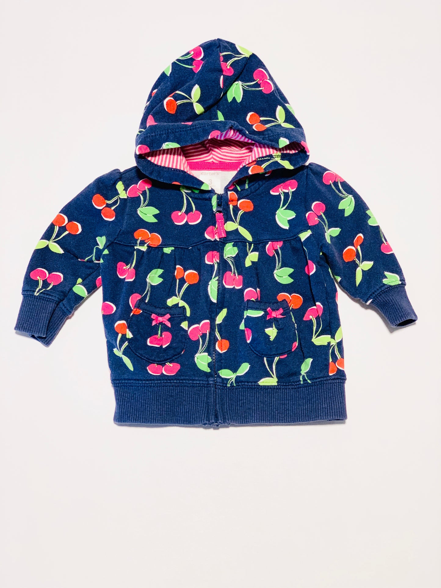 Navy cherry hoodie - Size 3 months