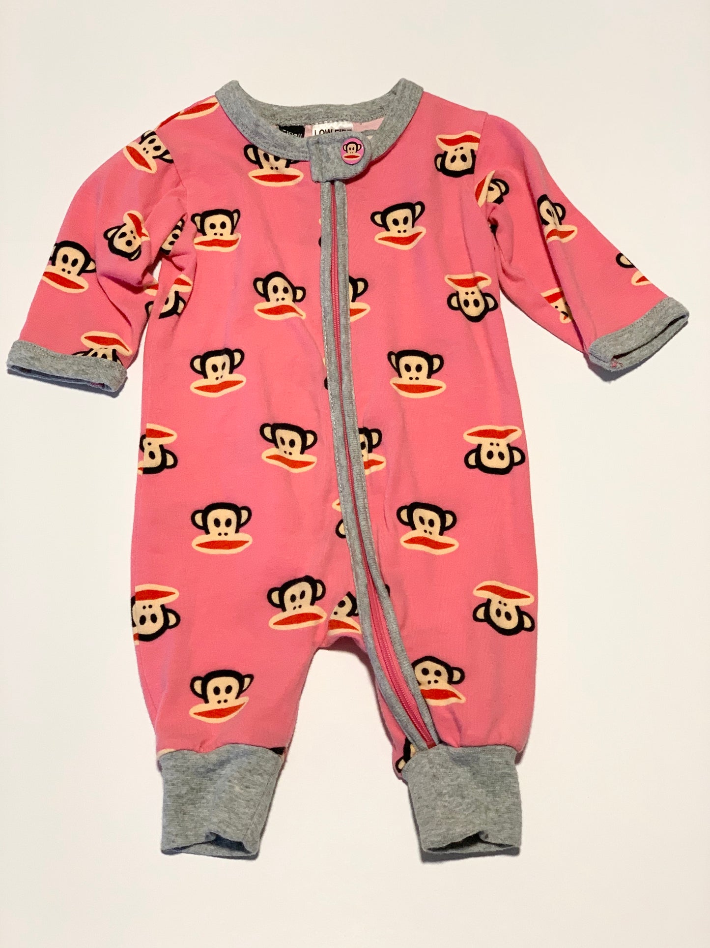 Monkey zip onesie - Size 3 months