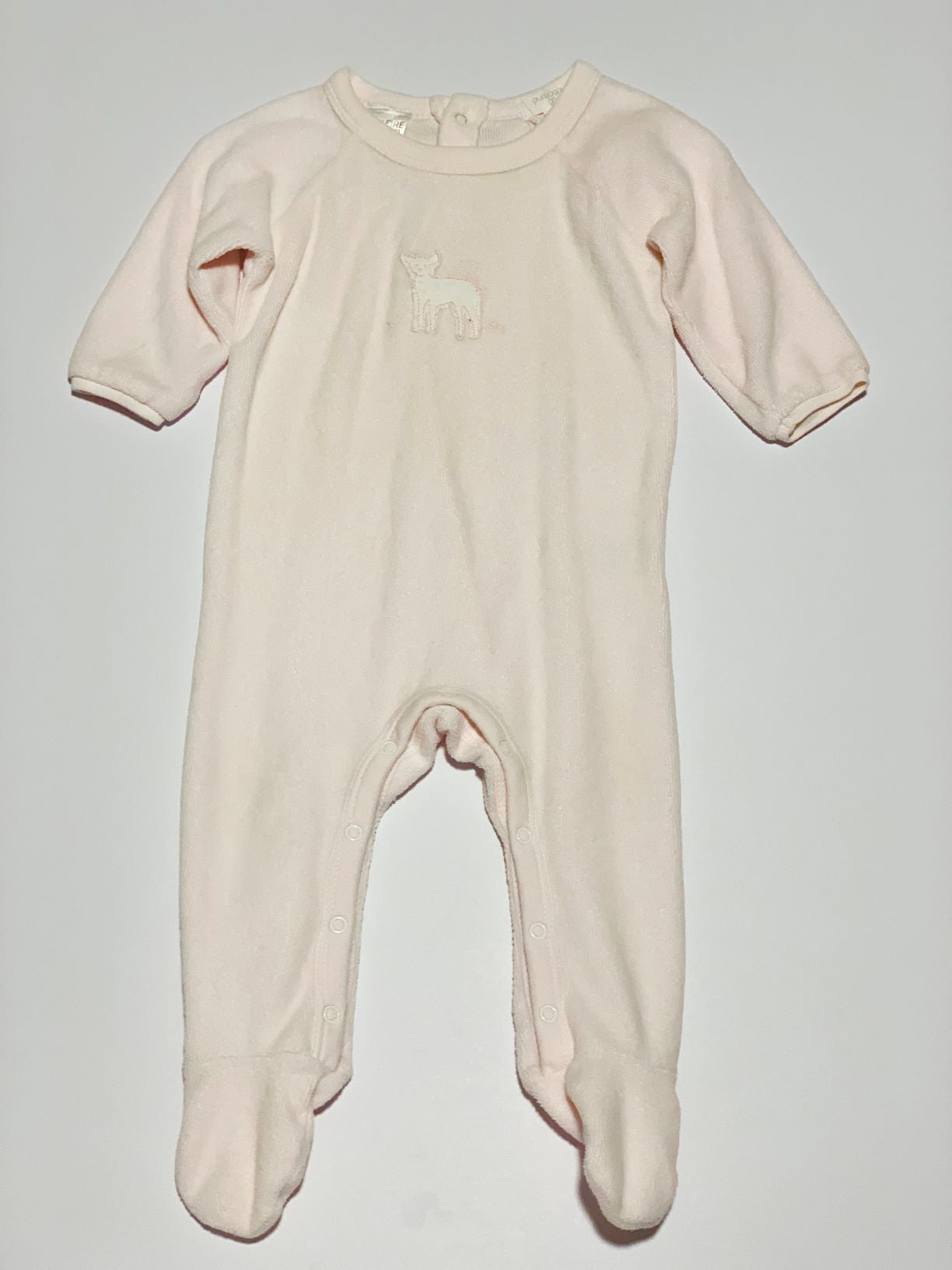 Pink deer velour onesie - Size 00