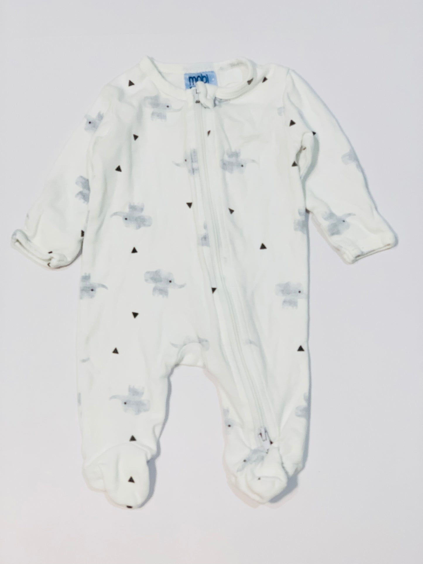 Elephant zip onesie - Size 0000