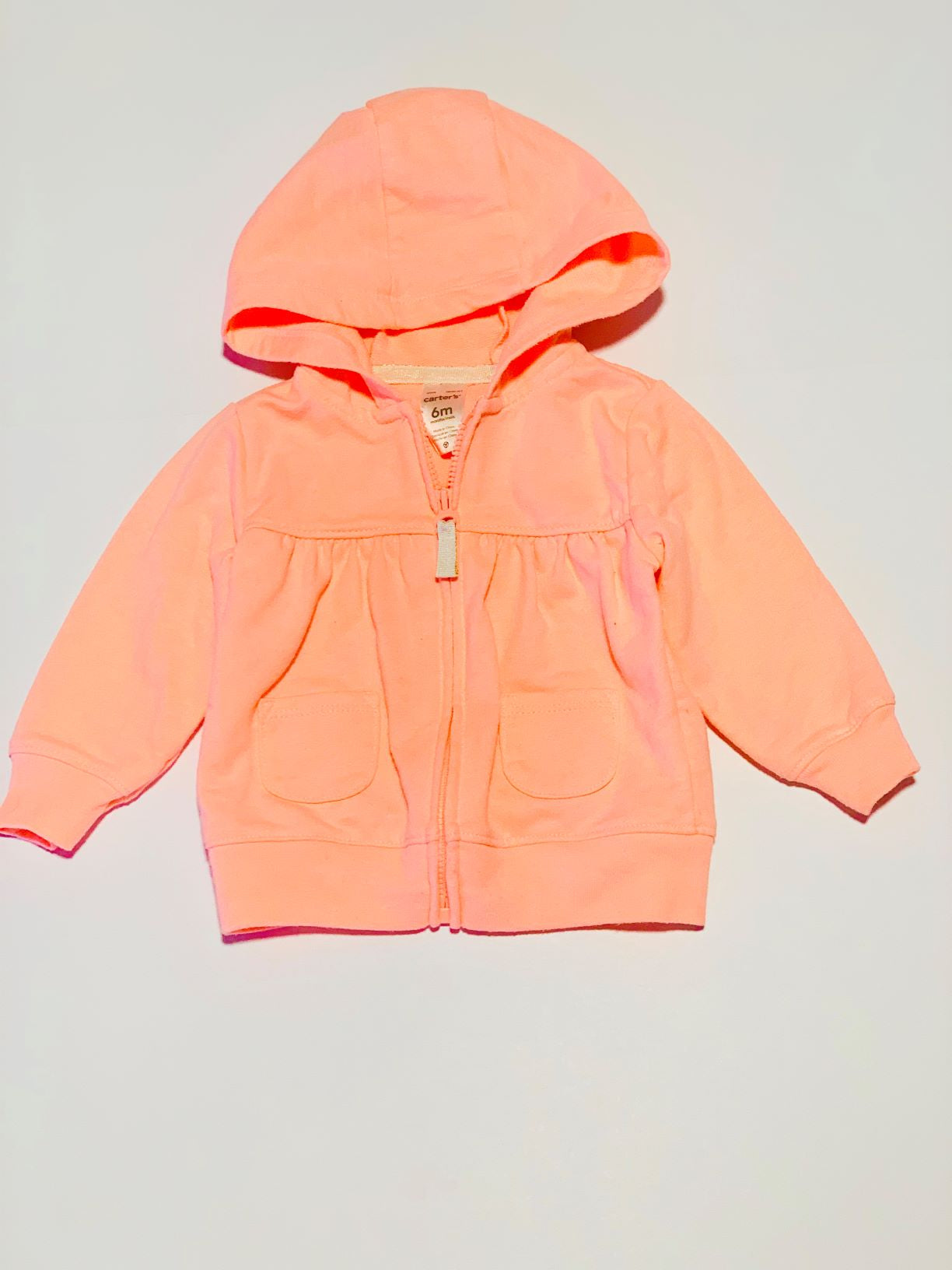 Neon pink hoodie - Size 6 months