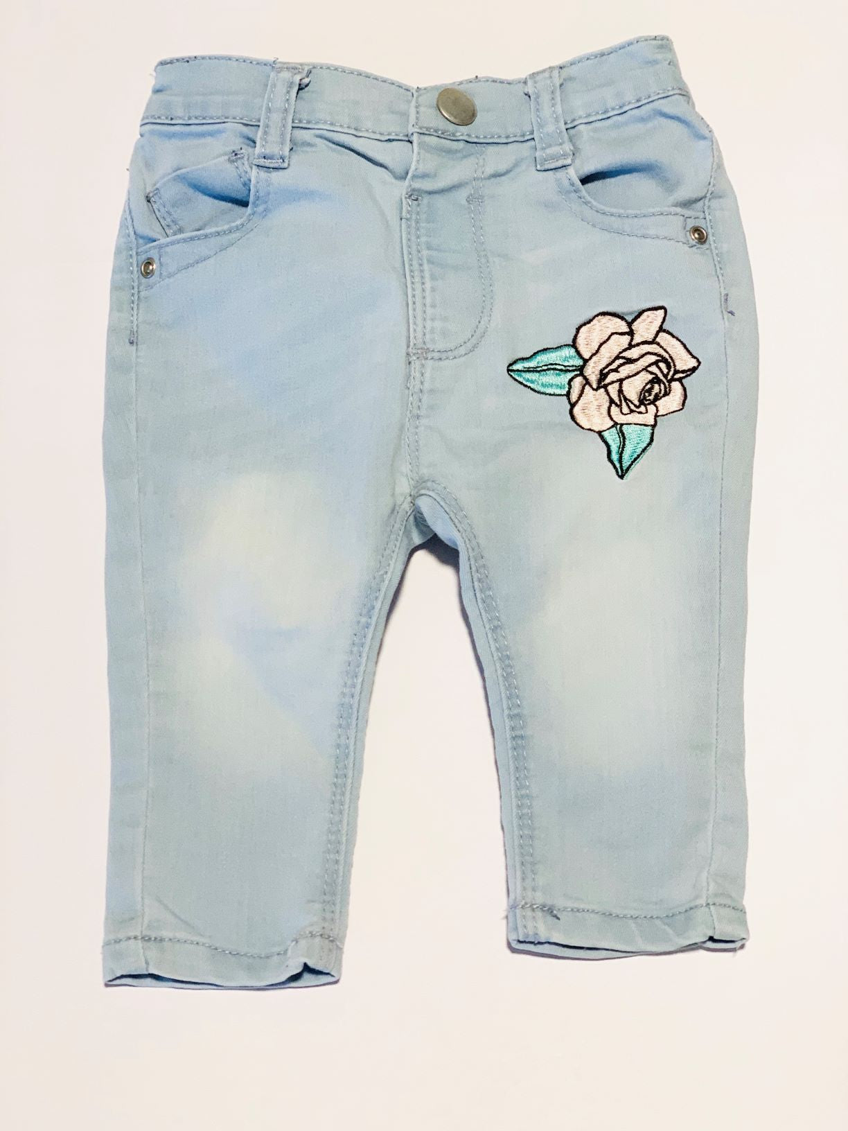 Embroidered rose jeans - Size 00