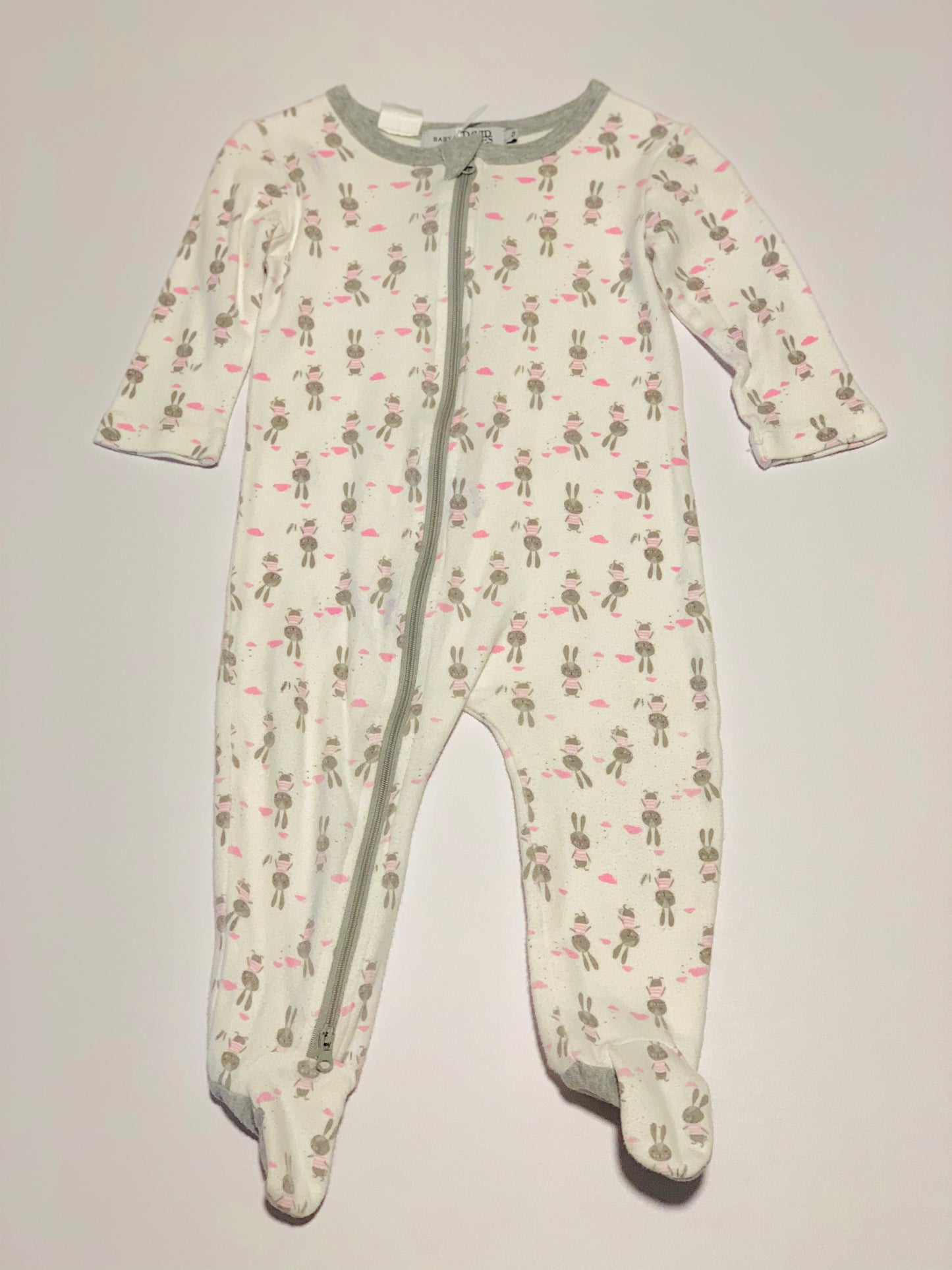 Grey bunny zip onesie - Size 0