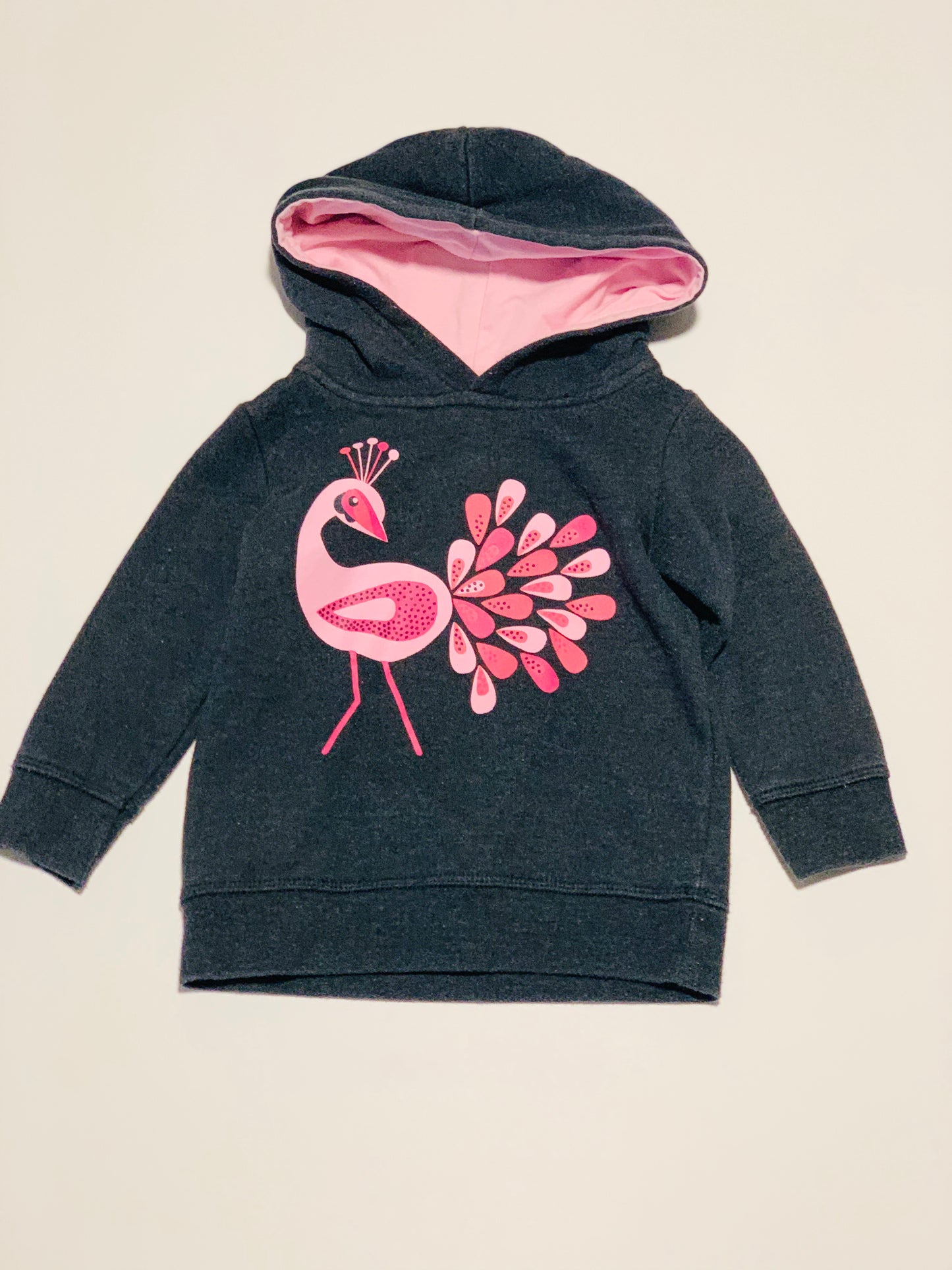 Pink peacock grey hoodie - Size 0