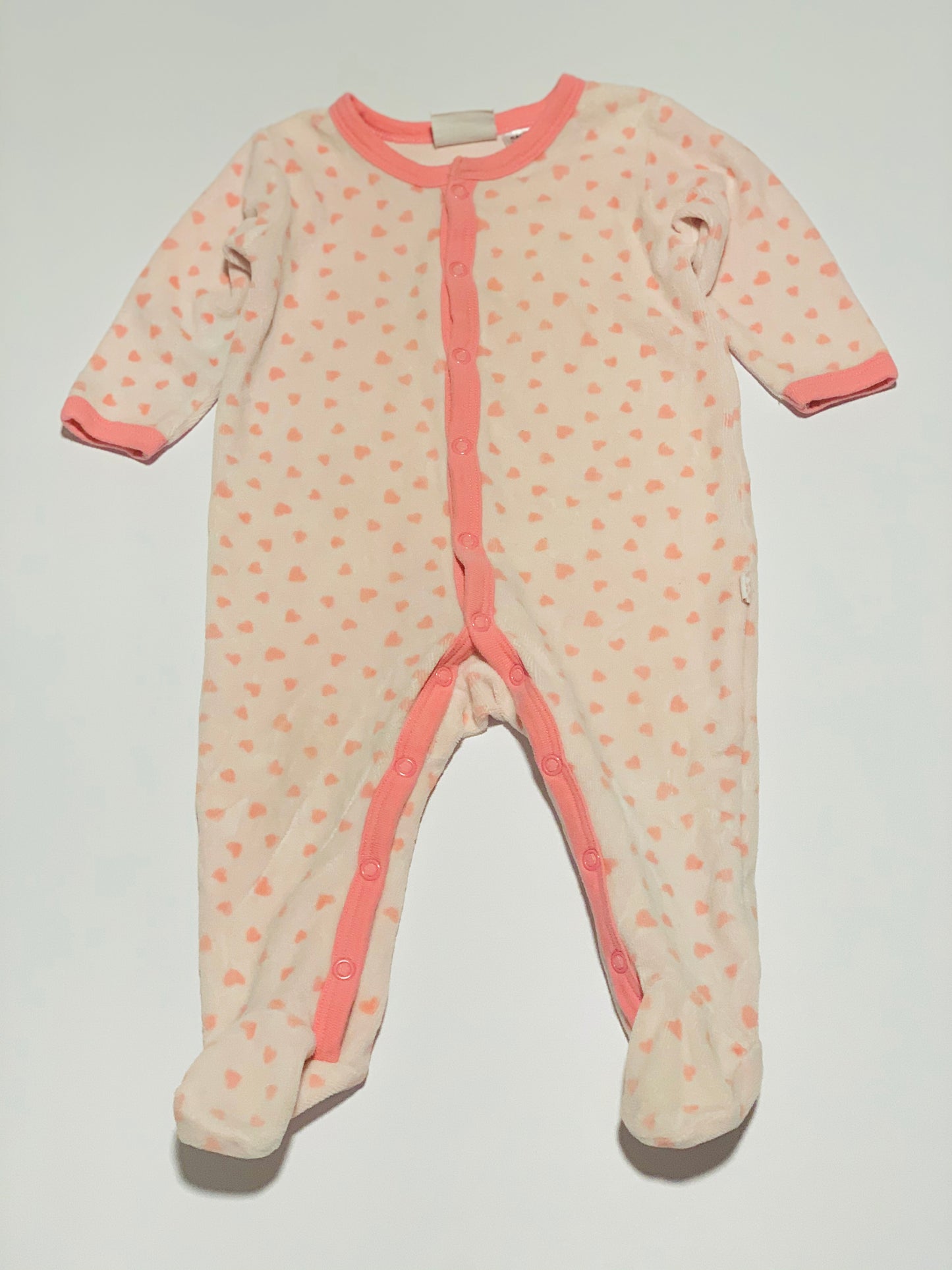 Pink velour heart onesie - Size 00
