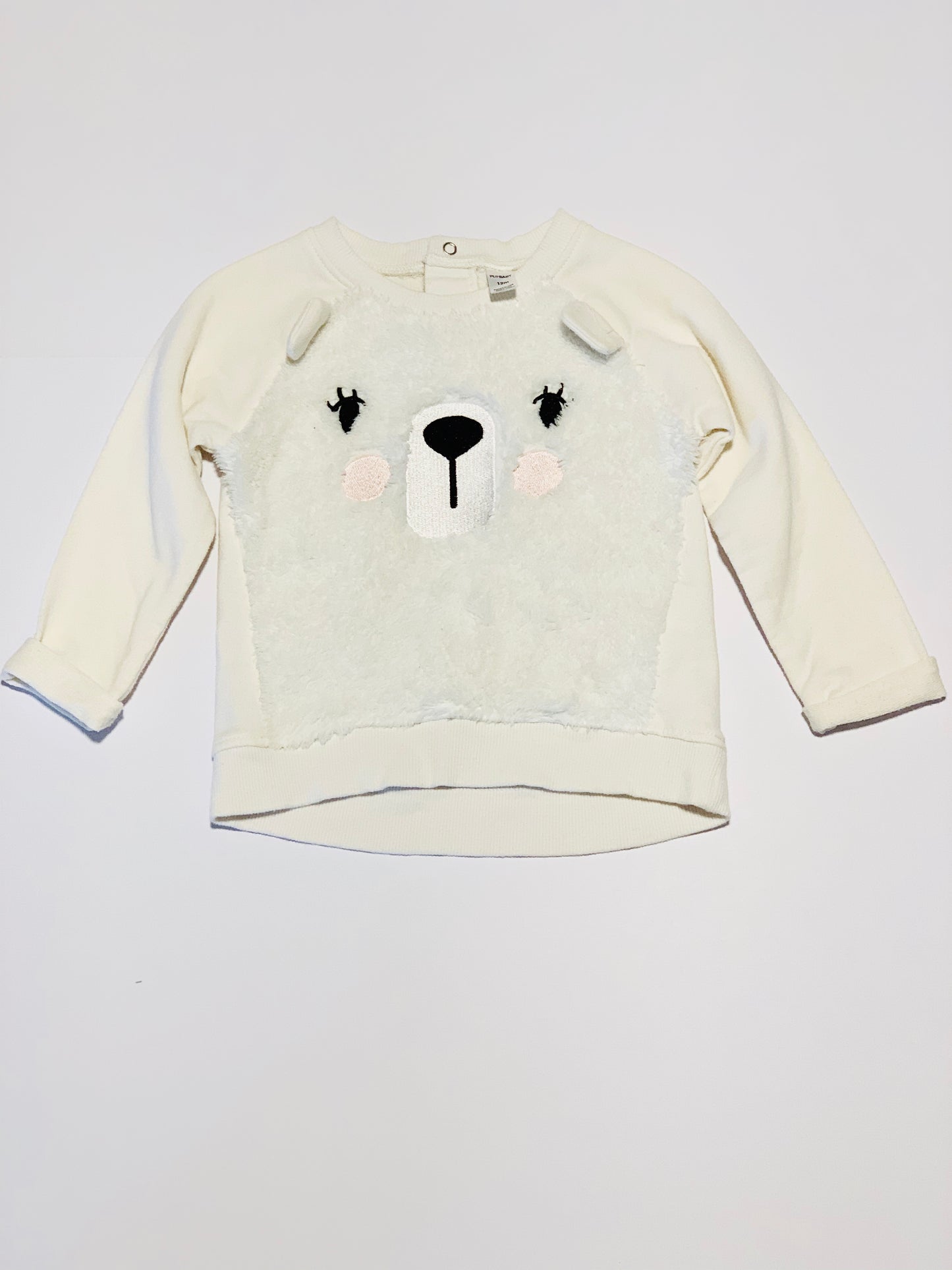 White fluffy bear sweater - Size 12 months