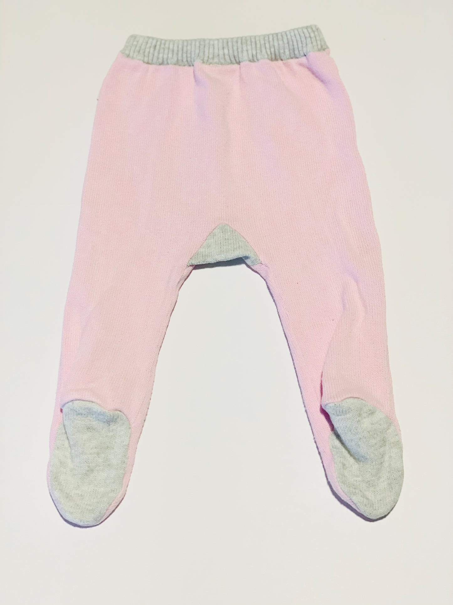 Pink knit footed pants - Size 0