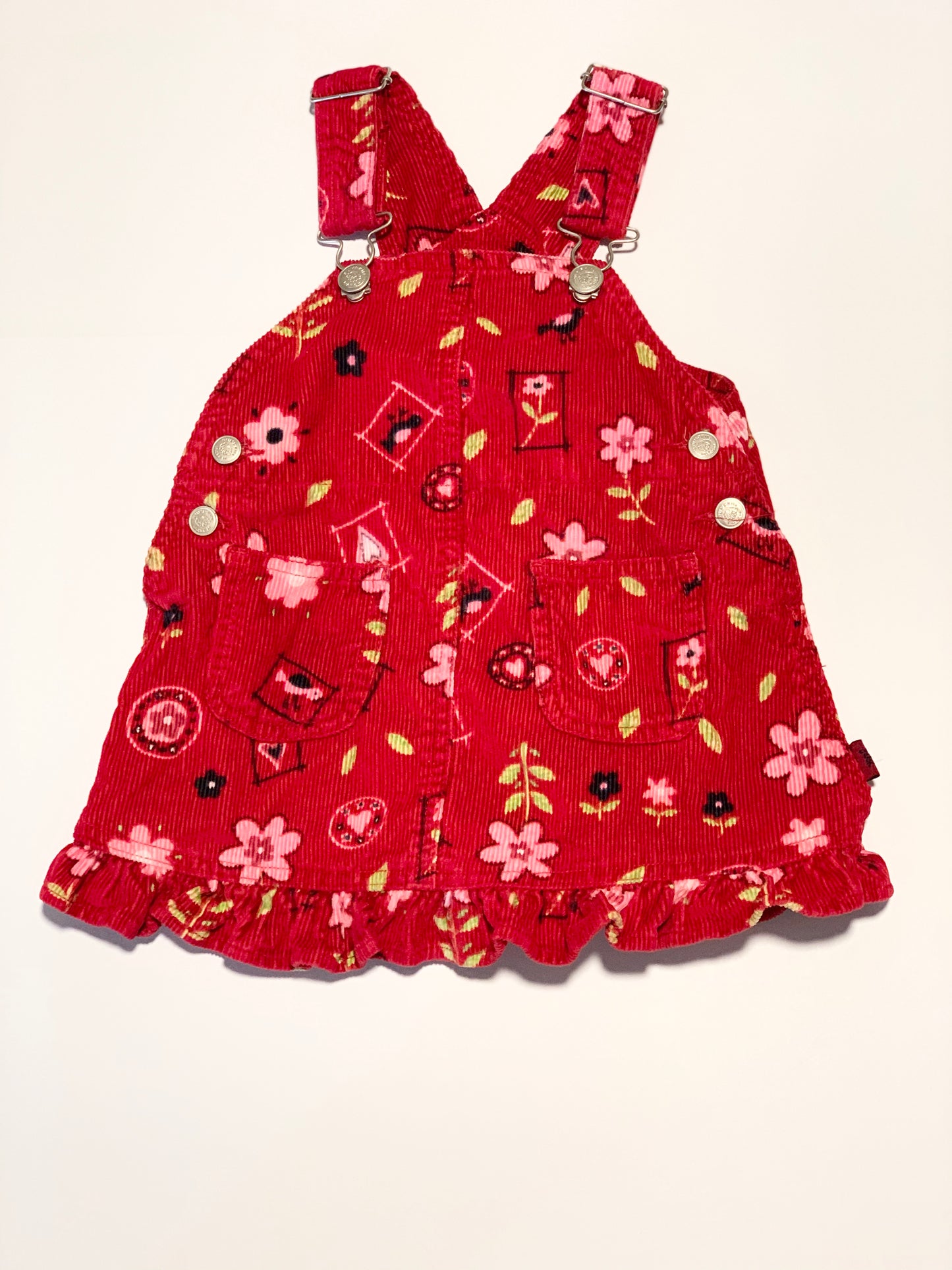 Red corduroy pinafore - Size 1