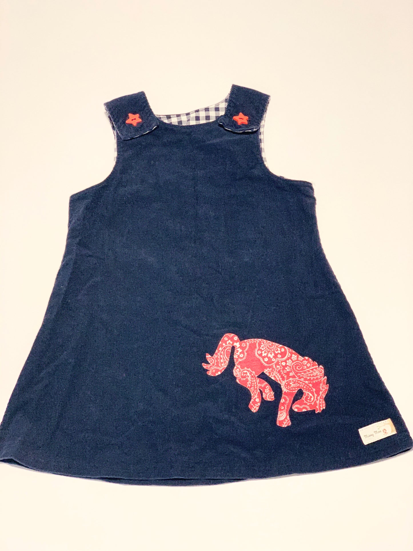 Blue corduroy horse dress - Size 2