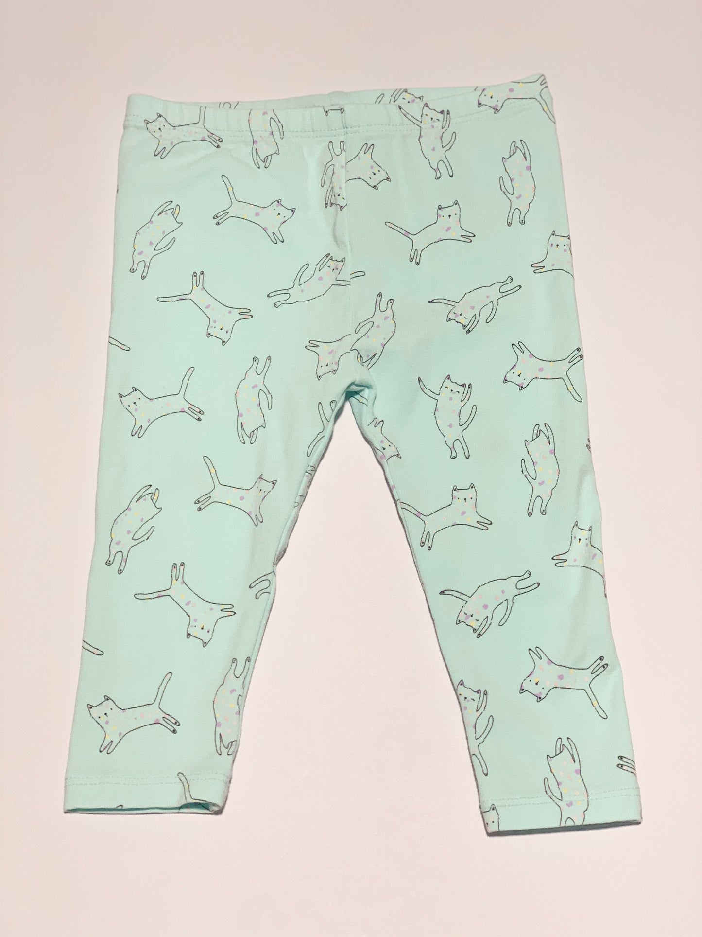 Green cat leggings - Size 0