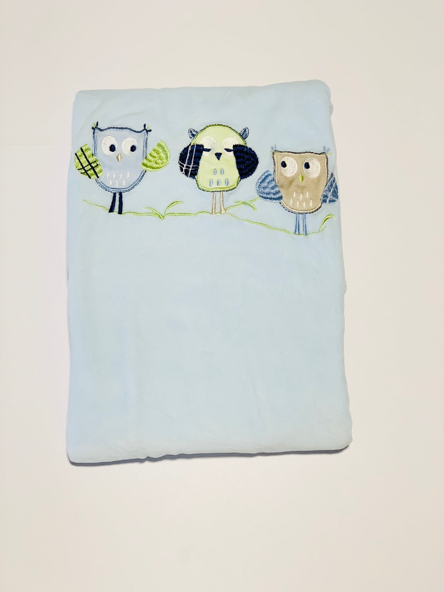 Blue owl velour bunny rug