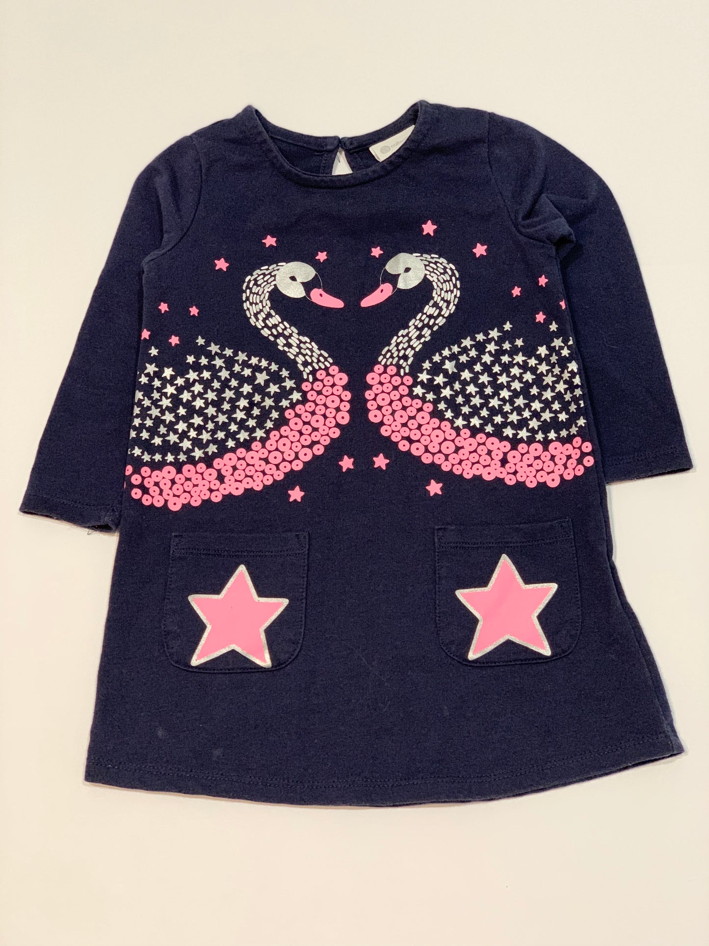 Navy swans dress - Size 2