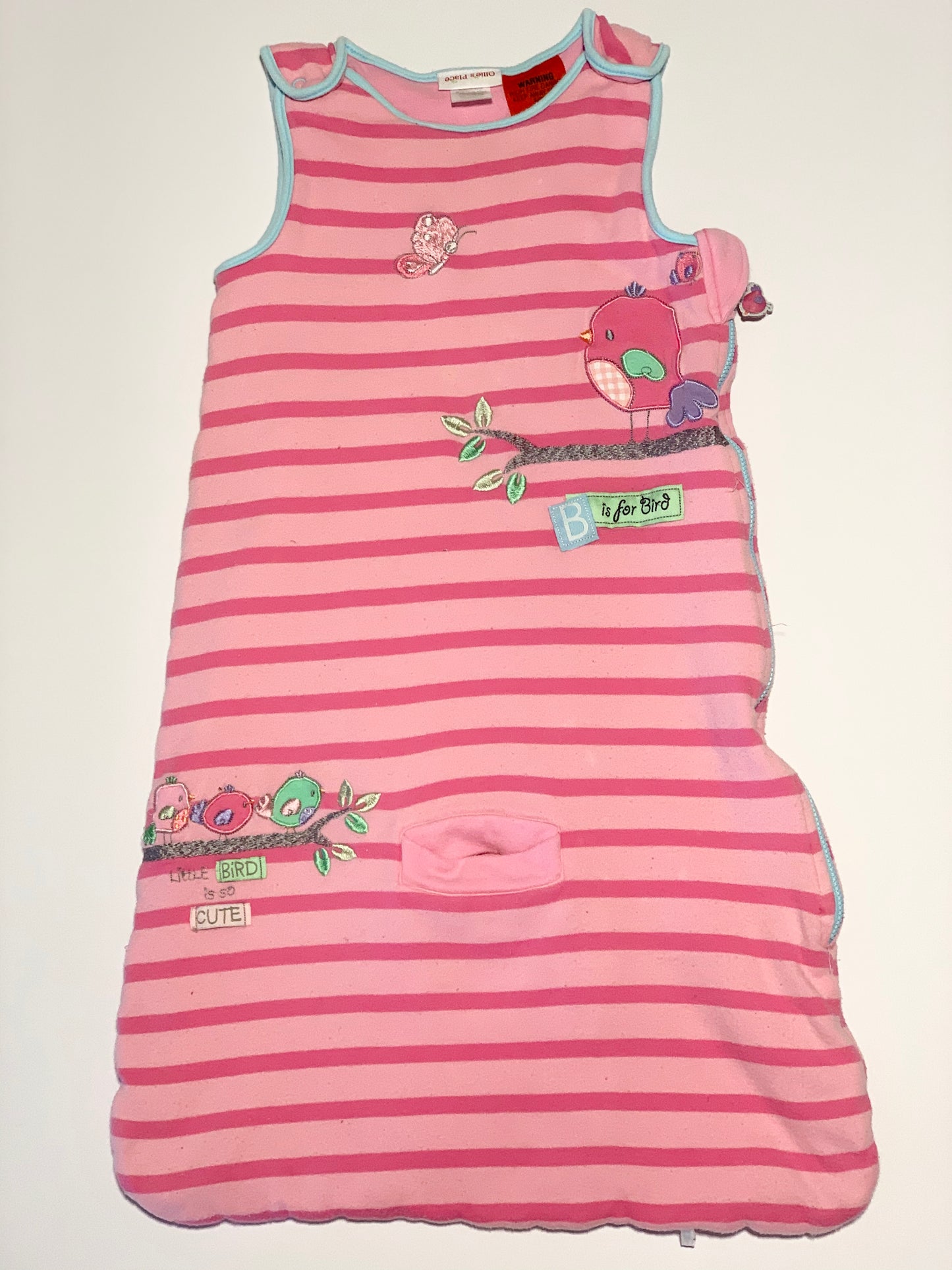 Pink bird padded sleeping bag - size 1