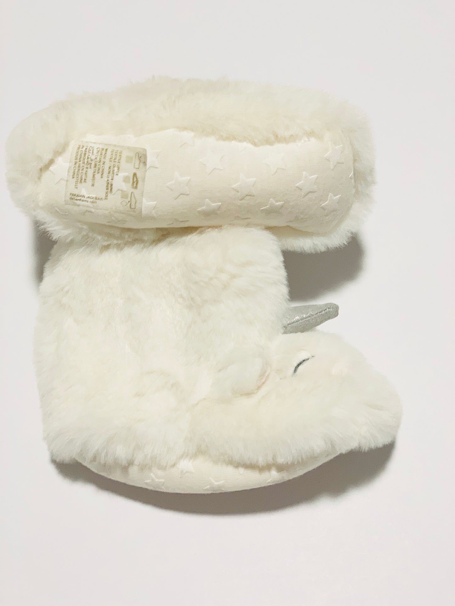 White fluffy unicorn boots - size 6-9 months