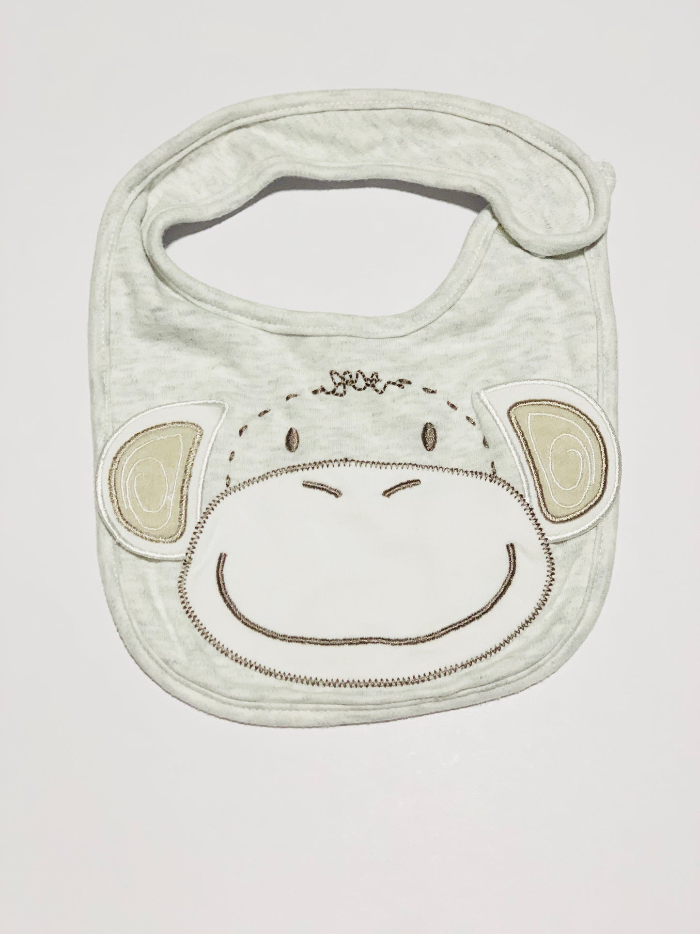 Grey monkey bib - Size 6-12 months