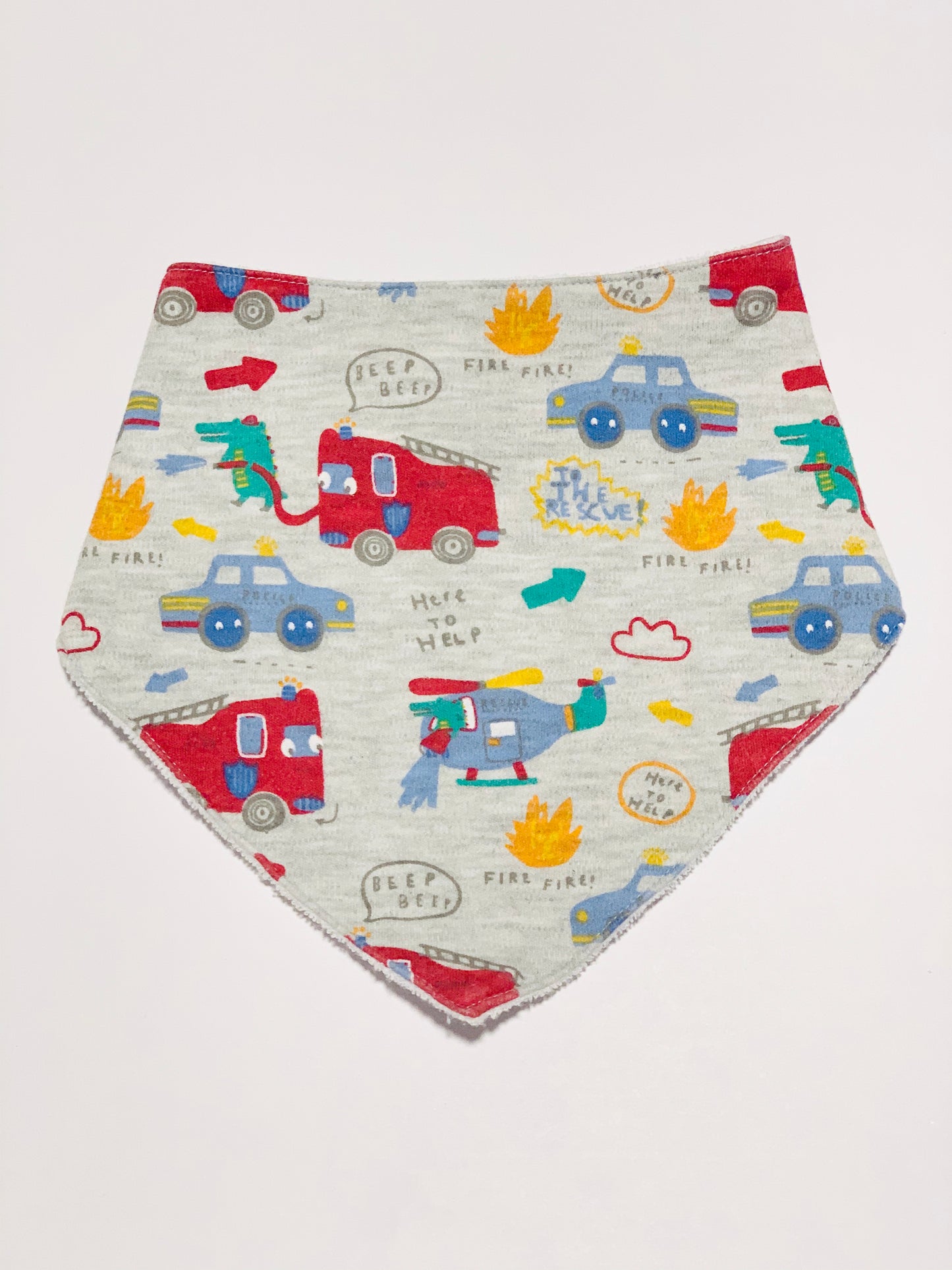 Grey vehicles dribble bib - One size
