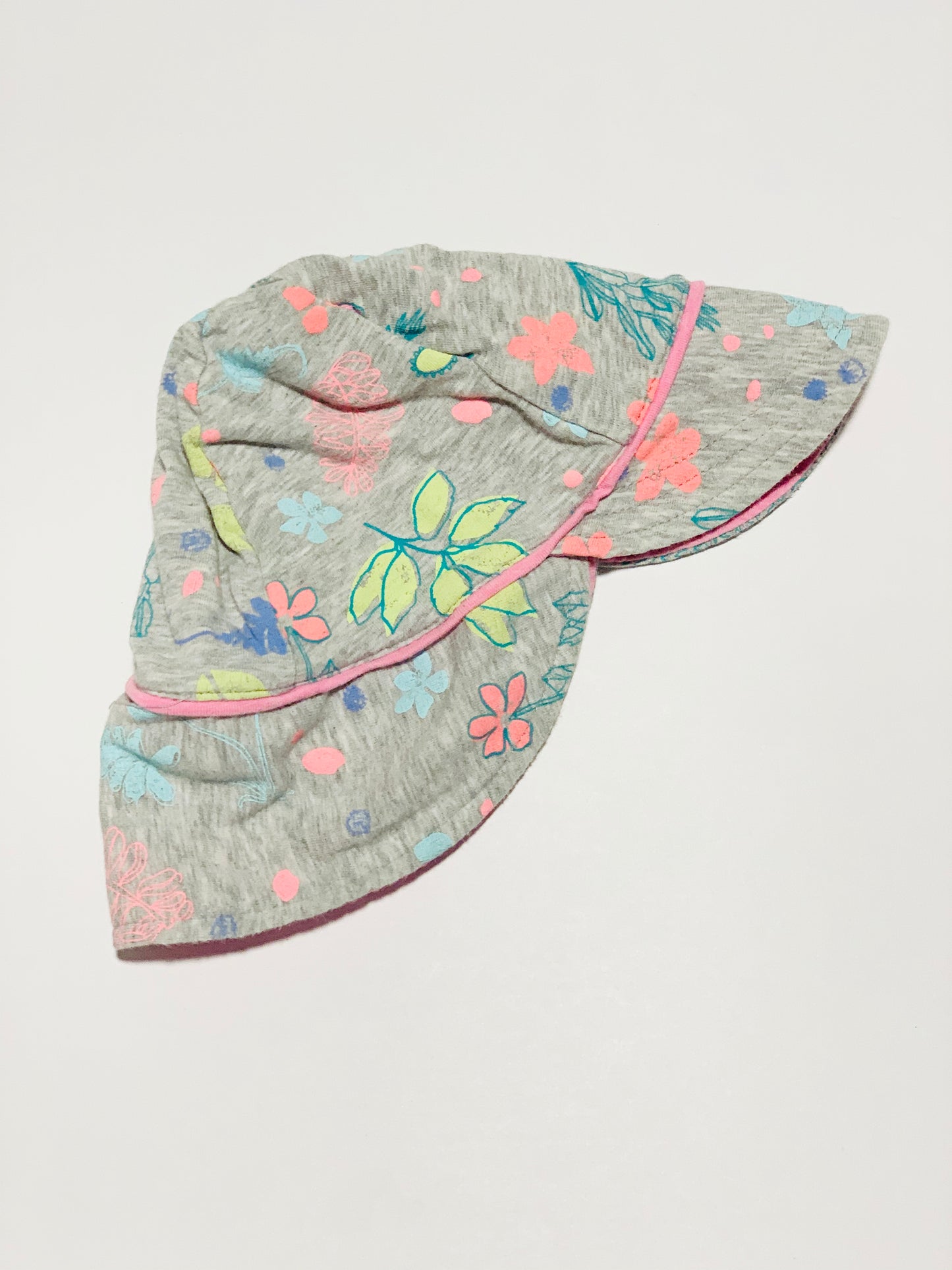 Grey flower flap hat - One size fits most