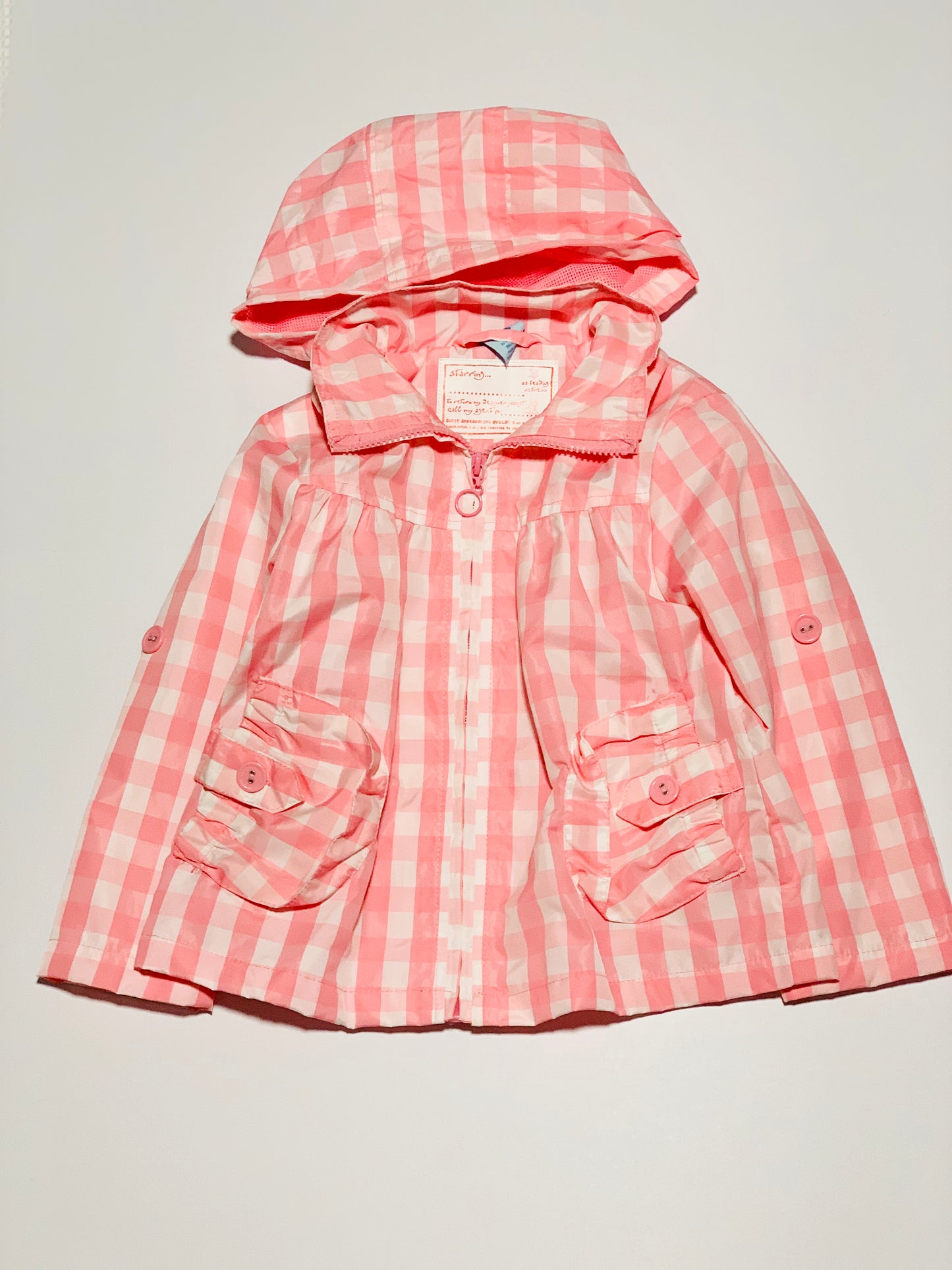 Pink check rain jacket - Size 3